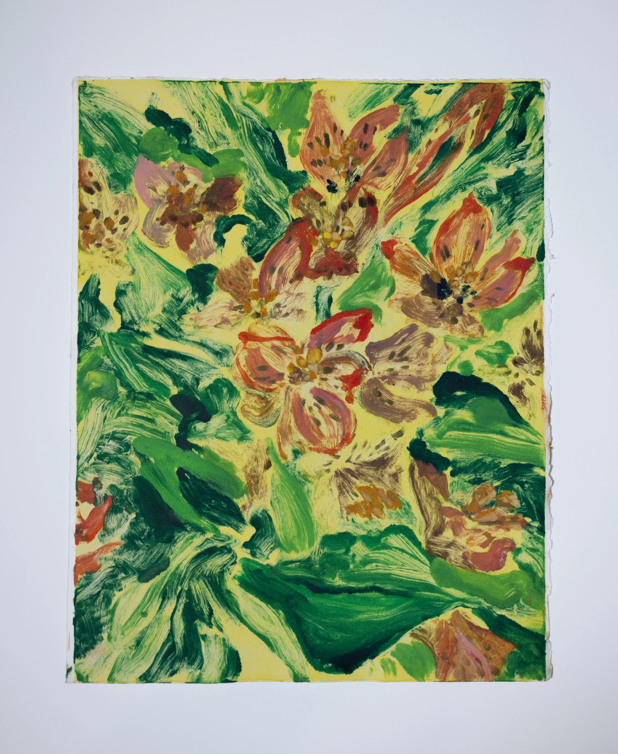 Untitled (Alstromerias), 2024, monotype on paper, 11x14 in.