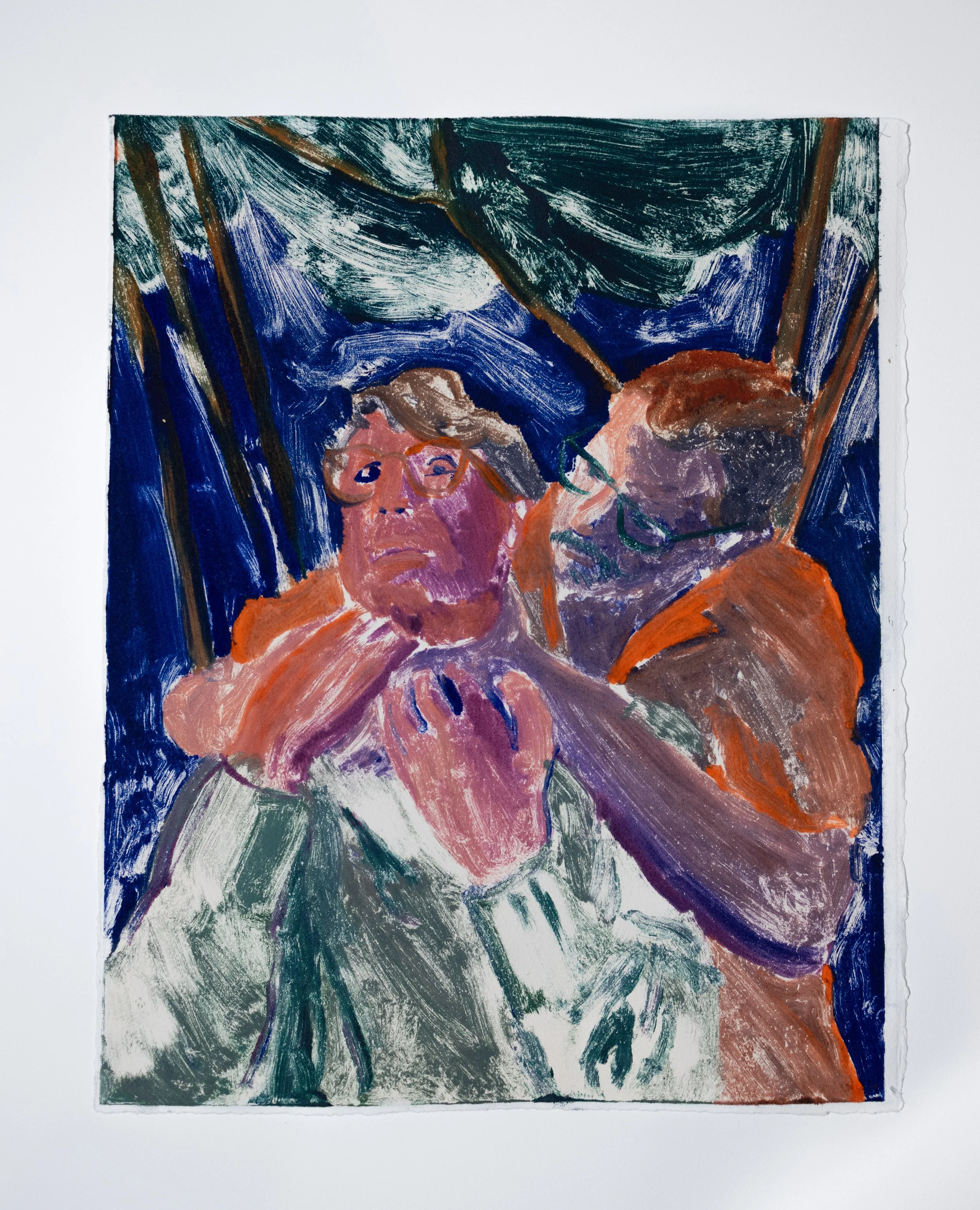 It Just Creeps Up on You (Study), 2021, monotype on paper, 11x14 in.