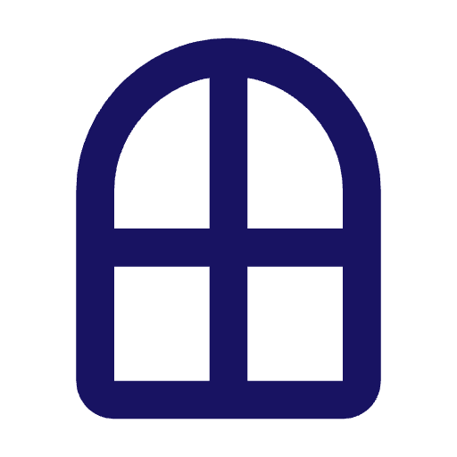 Dark blue icon of a window