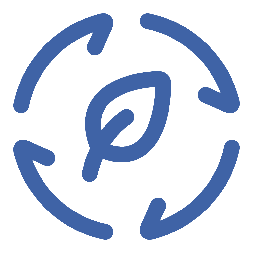 Eco leaf with arrows going in a circle icon
