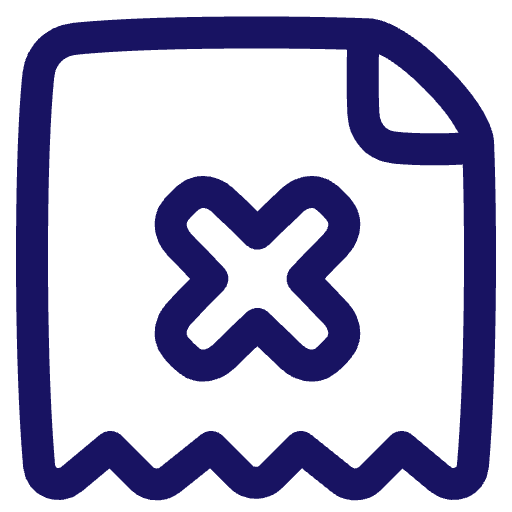 Icon of a paper with a cross mark in the center.