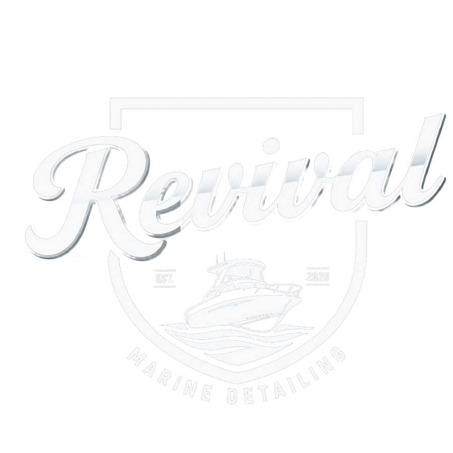 Logo with the word 'Revival' above a boat illustration, EST. 2026, and the text 'Marine Detailing' below.