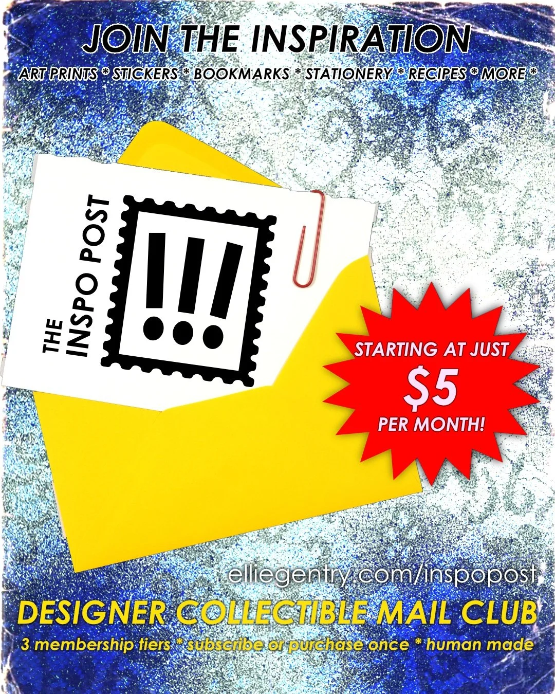 Are you a maximalist? Art lover? Junk journaler? You'd love THE INSPO POST! Each month, I create a themed package of paper goods to deliver to each of my club members. And, I'm now offering smaller tiers of the club, too! More details at link in bio.