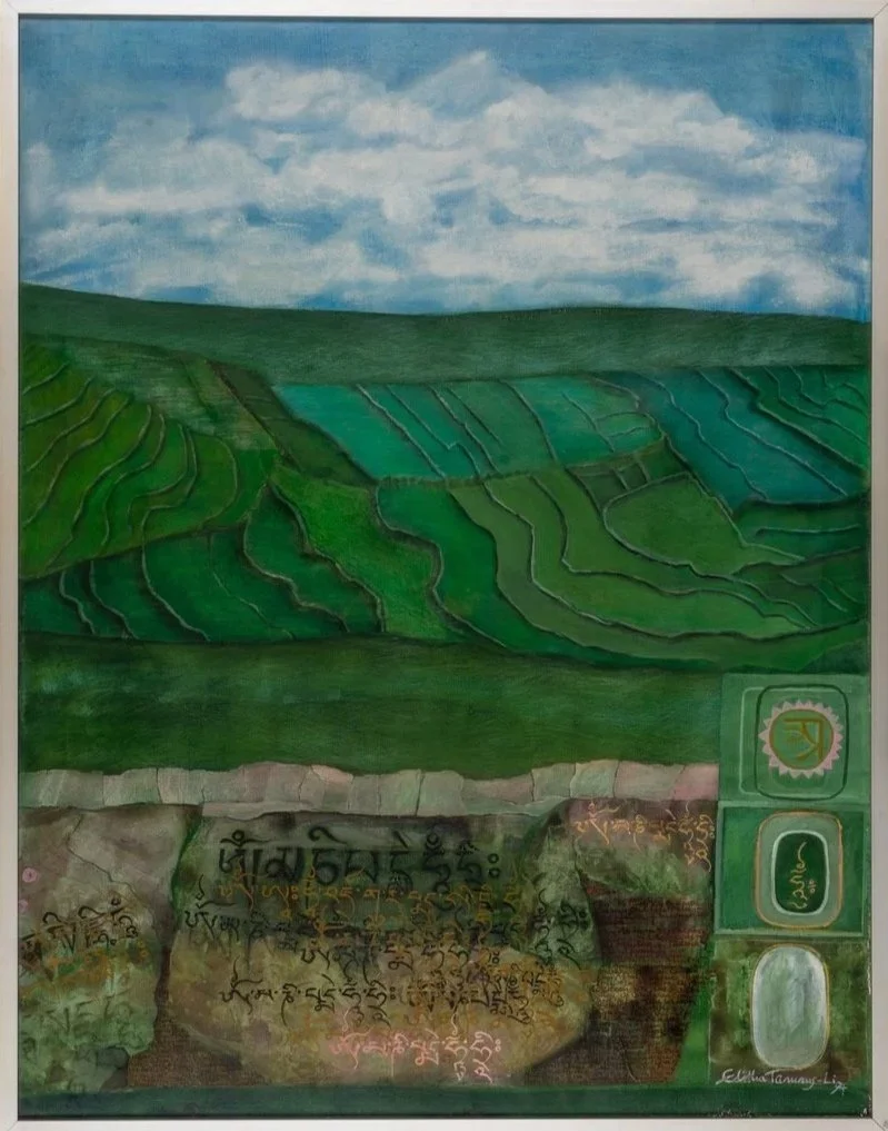 Editha Tamms-Linnemann, Reise ins verlorene Tal, 1994. Landschaftstriptychon aus dem digitalen Werkverzeichnis.