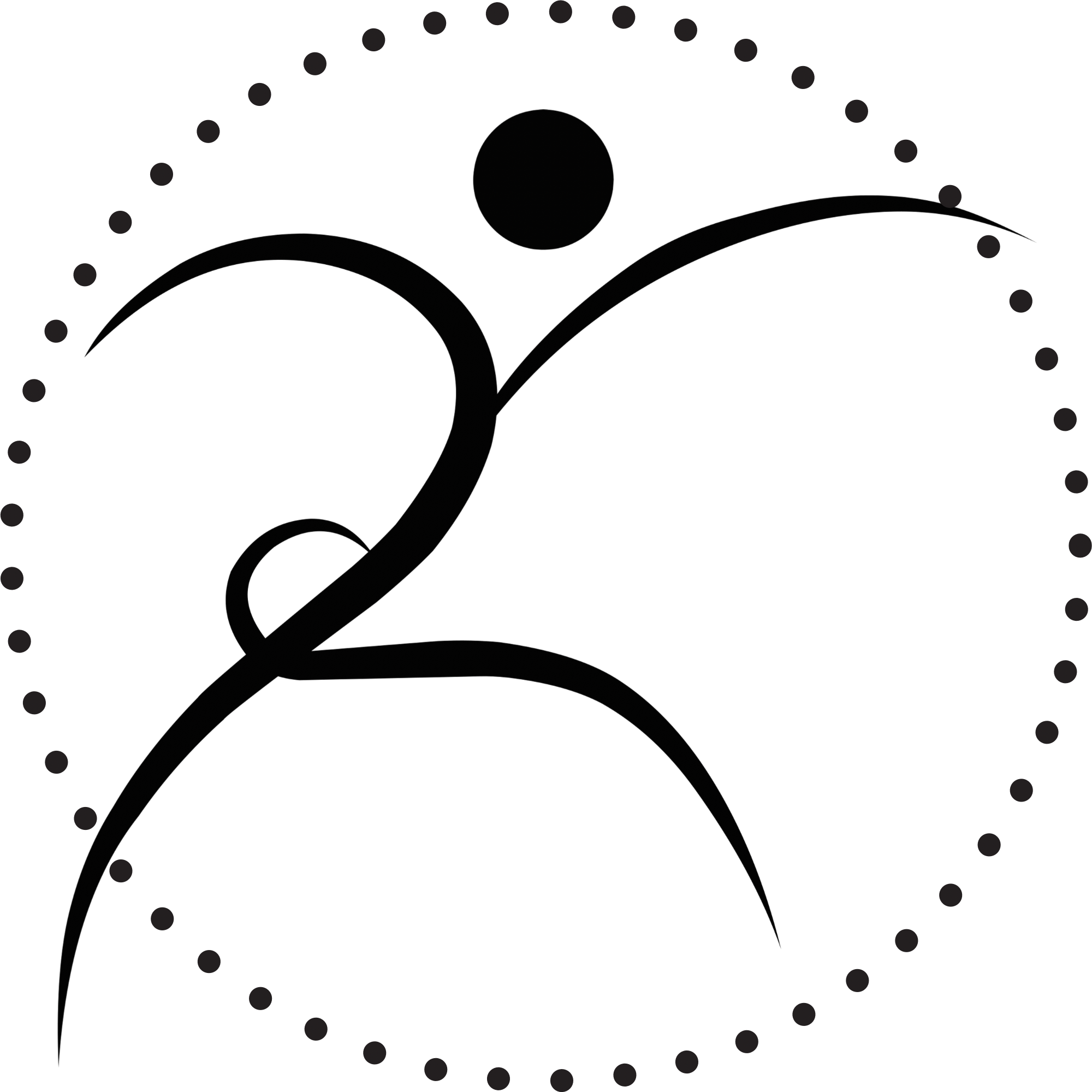Geometric drawing of an outline square with sections divided by vertical, horizontal, and half circle lines.
