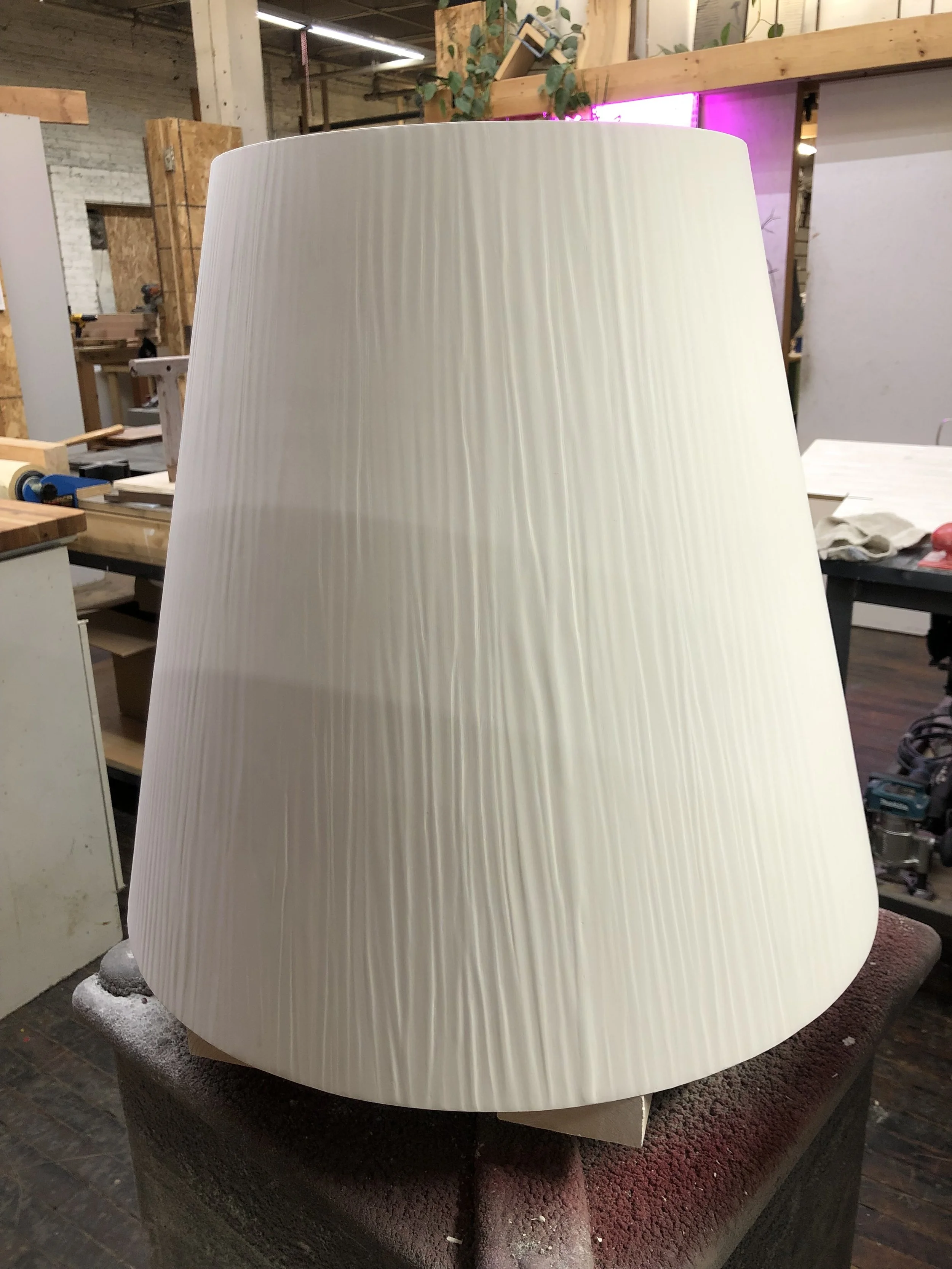 Custom textured table base for -ism Furniture, Chicago, March 2022