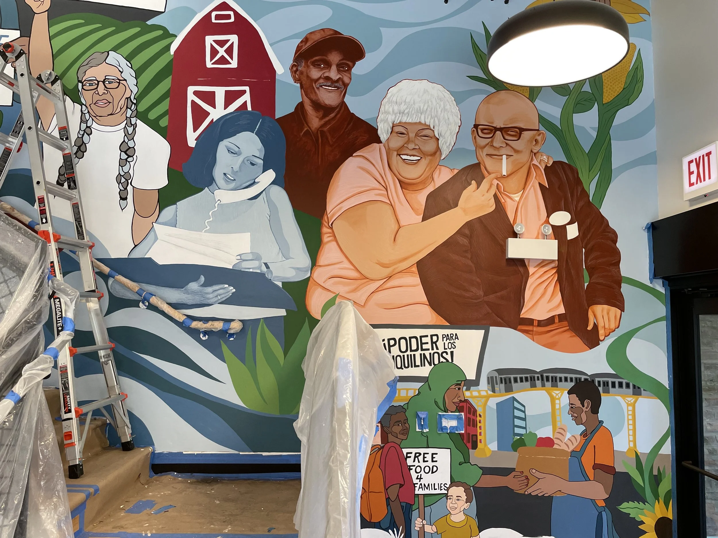 Portraits for Sam Kirk mural collaboration for People’s Action, Chicago, January 2025