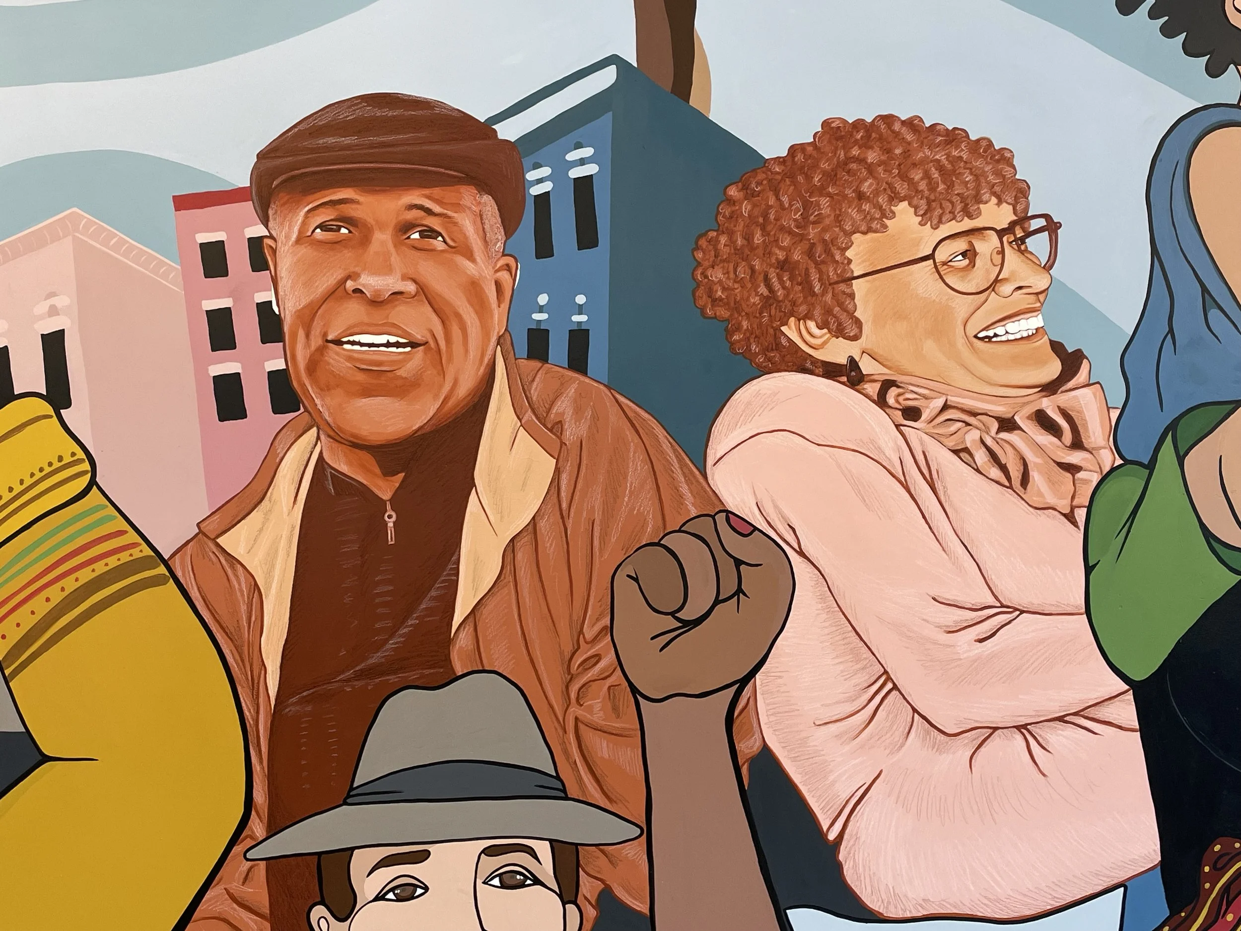 Portraits for Sam Kirk mural collaboration at People’s Action, Chicago, January 2025