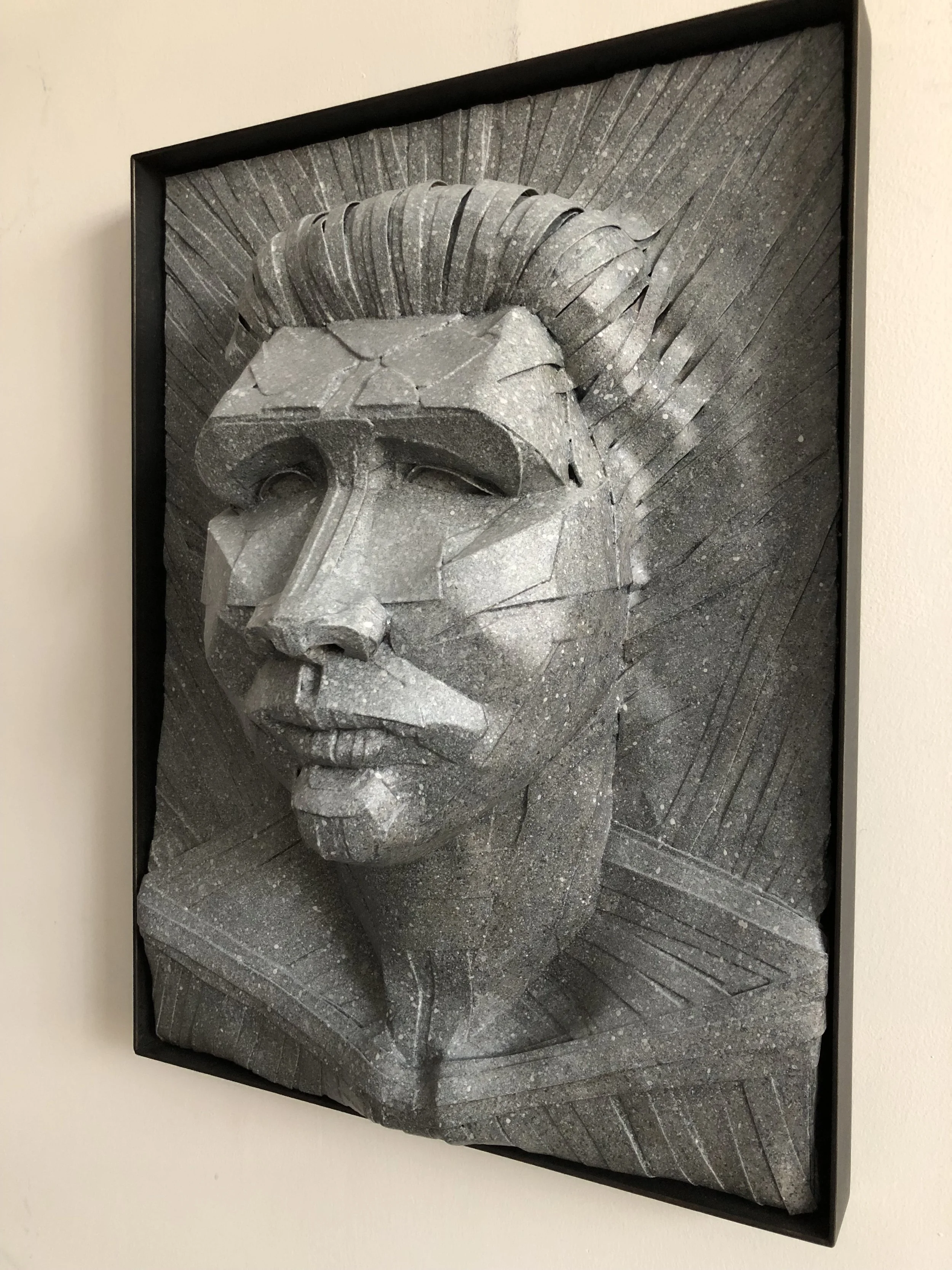 Multimedia sculpture: Wood, cardboard, paint with custom steel frame made by Offset Industries
