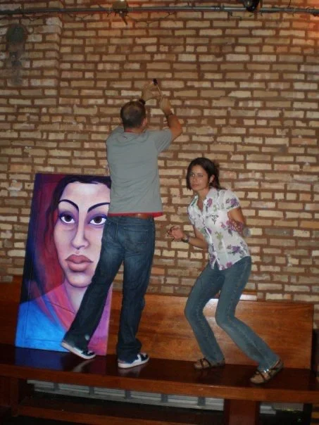 Hanging paintings with my brother at an art show at Corosh, Chicago 2017