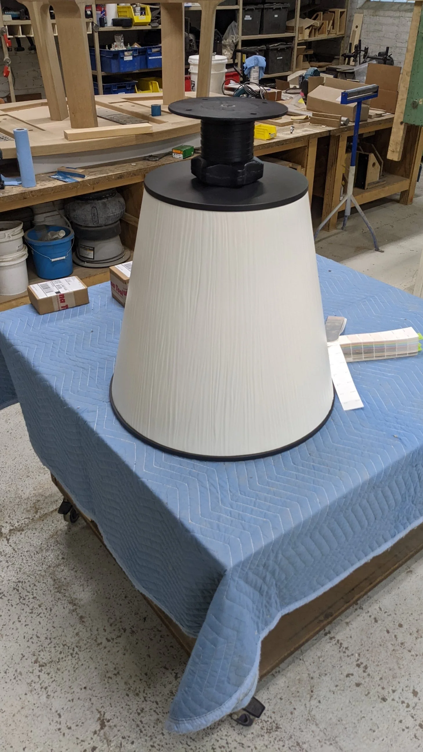 Custom textured table base for -ism Furniture, Chicago, March 2022