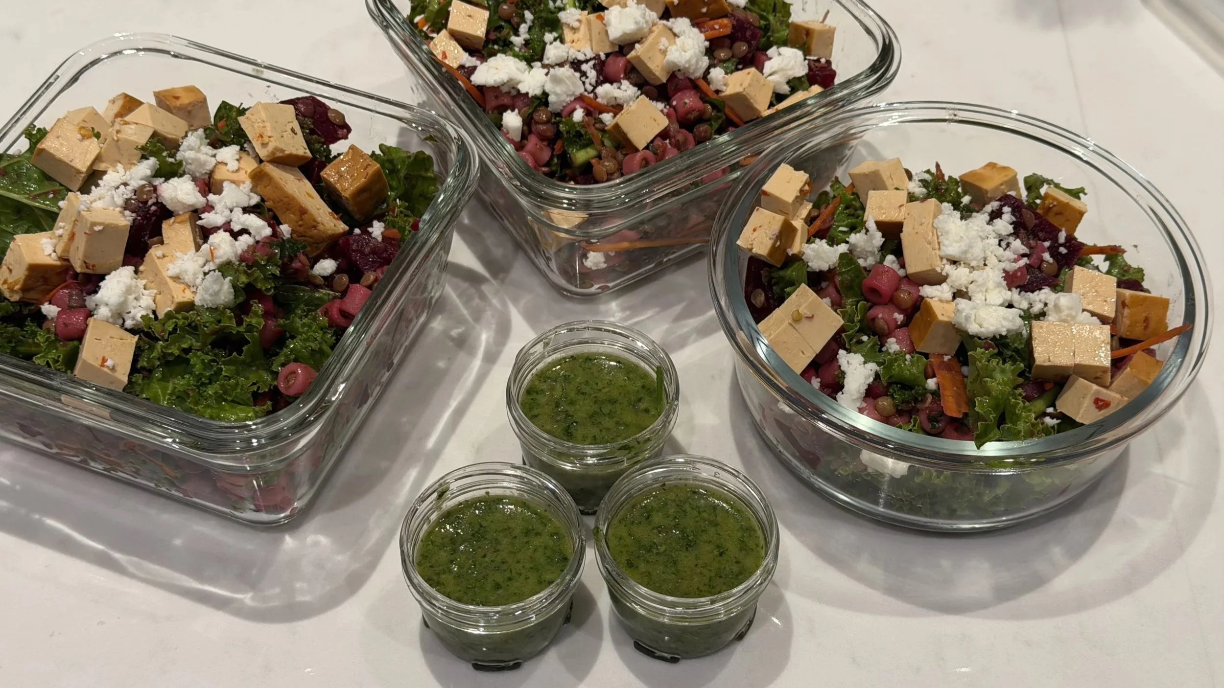 Beet, Lentil &amp; Smoked Tofu Pasta Salad with Parsley-Caper Dressing
