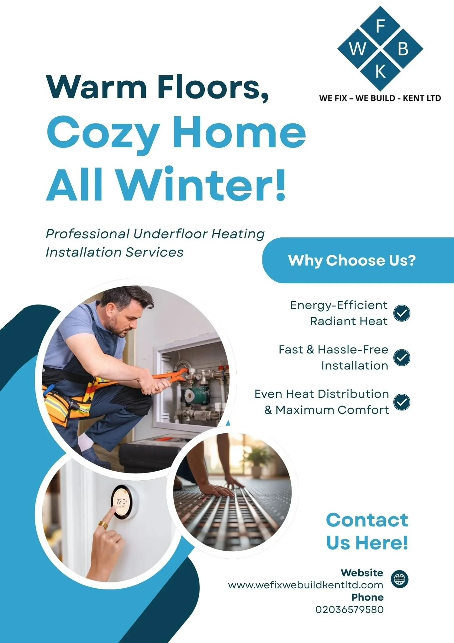 Underfloor Heating Installation Kent

Secondary Keywords
Electric underfloor heating Kent
Water underfloor heating Kent
Underfloor heating installers Kent
Underfloor heating specialists Kent
Heated flooring installation Kent
Energy-efficient home hea