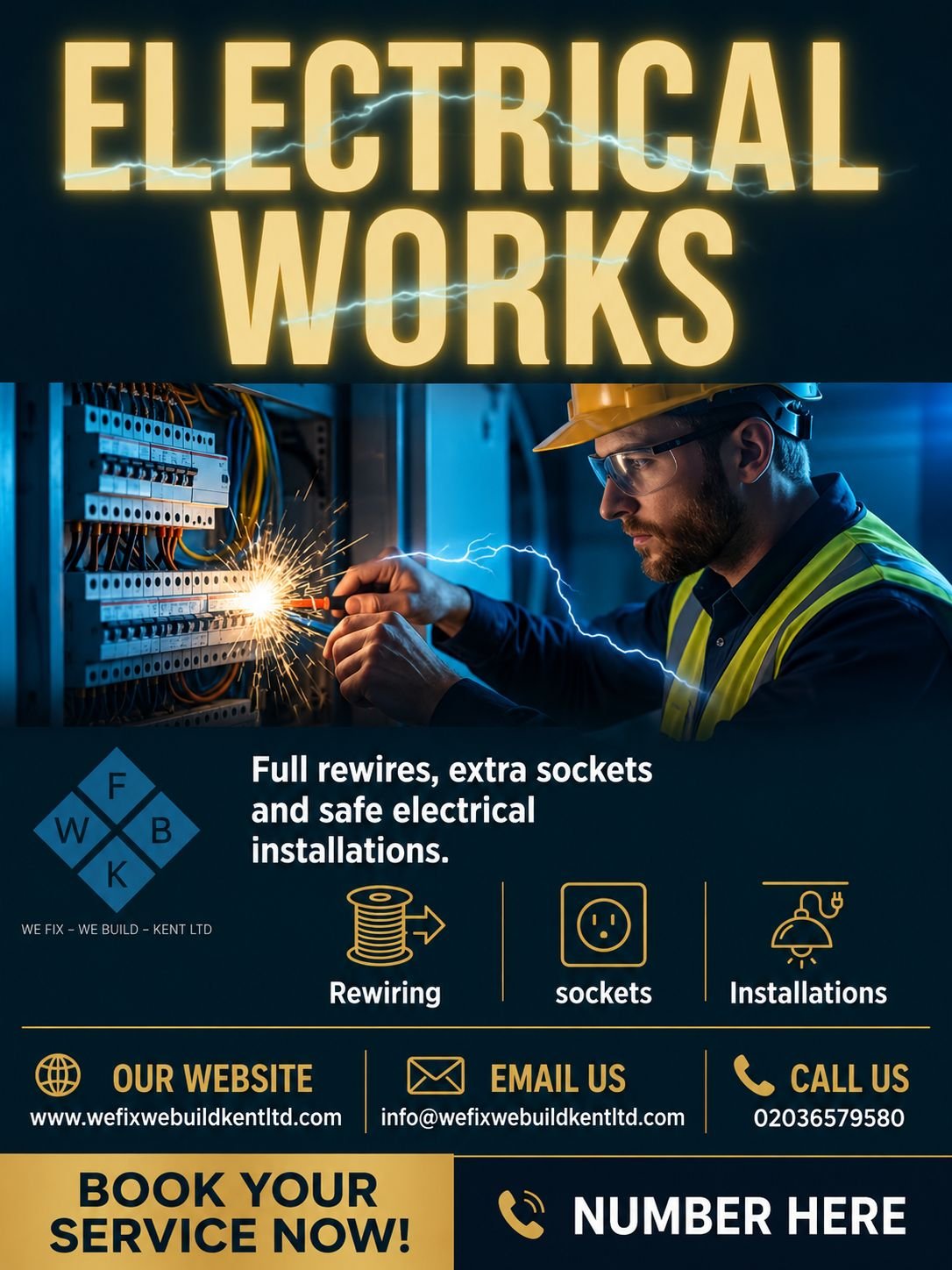 Electrician Kent
Electrical Services Kent
Electrical Contractor Kent
Qualified Electrician Kent
Qualified Electricians
✓ Domestic & Commercial Work
✓ Electrical Safety Certified
✓ Competitive Pricing
✓ Fully Insured
✓ Free Quotes Available
✓ Fast Res