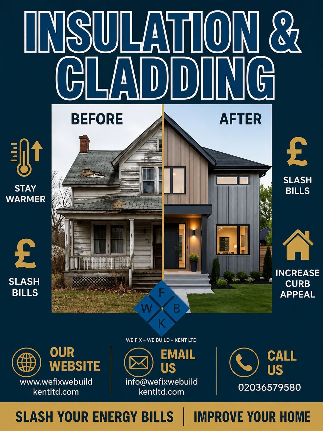 External Wall Insulation Kent
House Cladding Kent
Wall Insulation Installers Kent
Energy Saving Home Improvements Kent