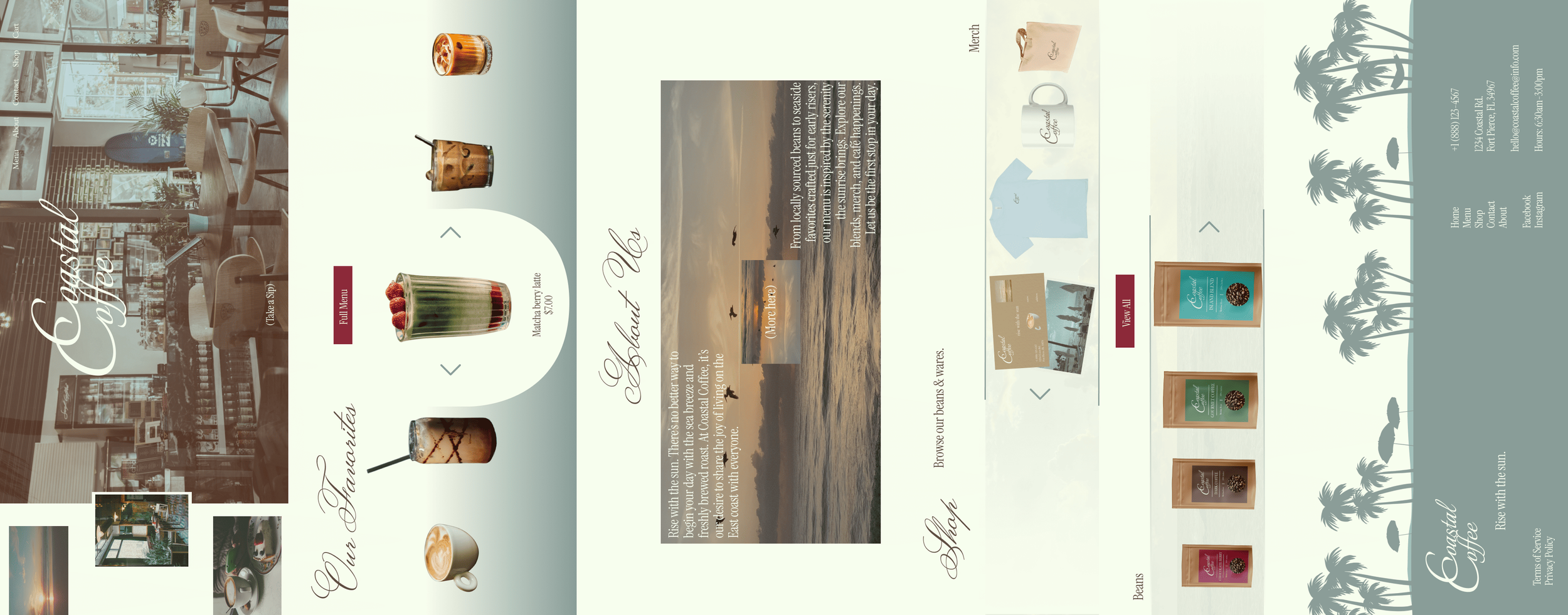 Coastal Coffee's full webpage displayed horizontally.