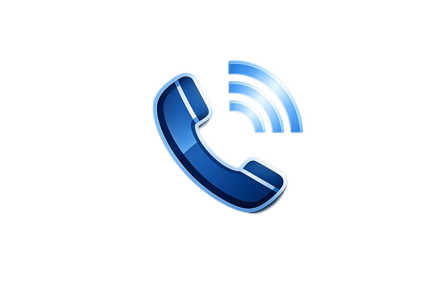 Icon of a blue telephone receiver and a Wi-Fi signal suggesting a voice call or communication.