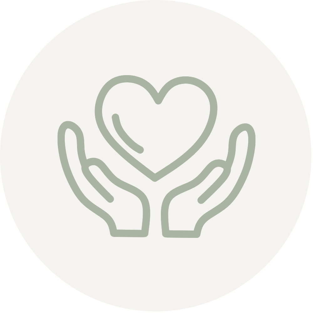 Illustration of two hands surrounding a heart.
