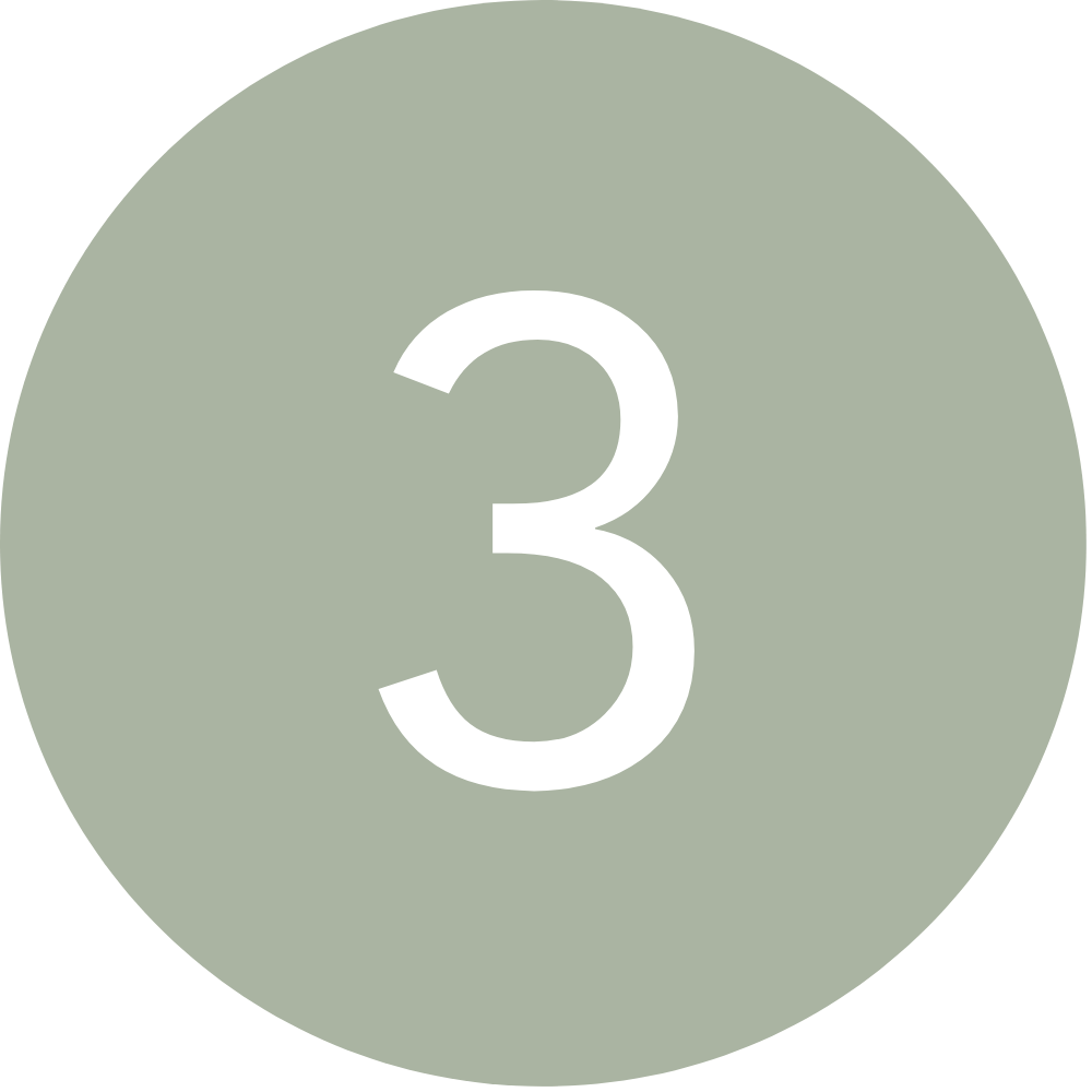 A gray circle with the number 3 in white text in the center.