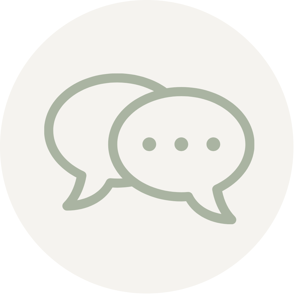 Two speech bubbles overlapping, one in front of the other.