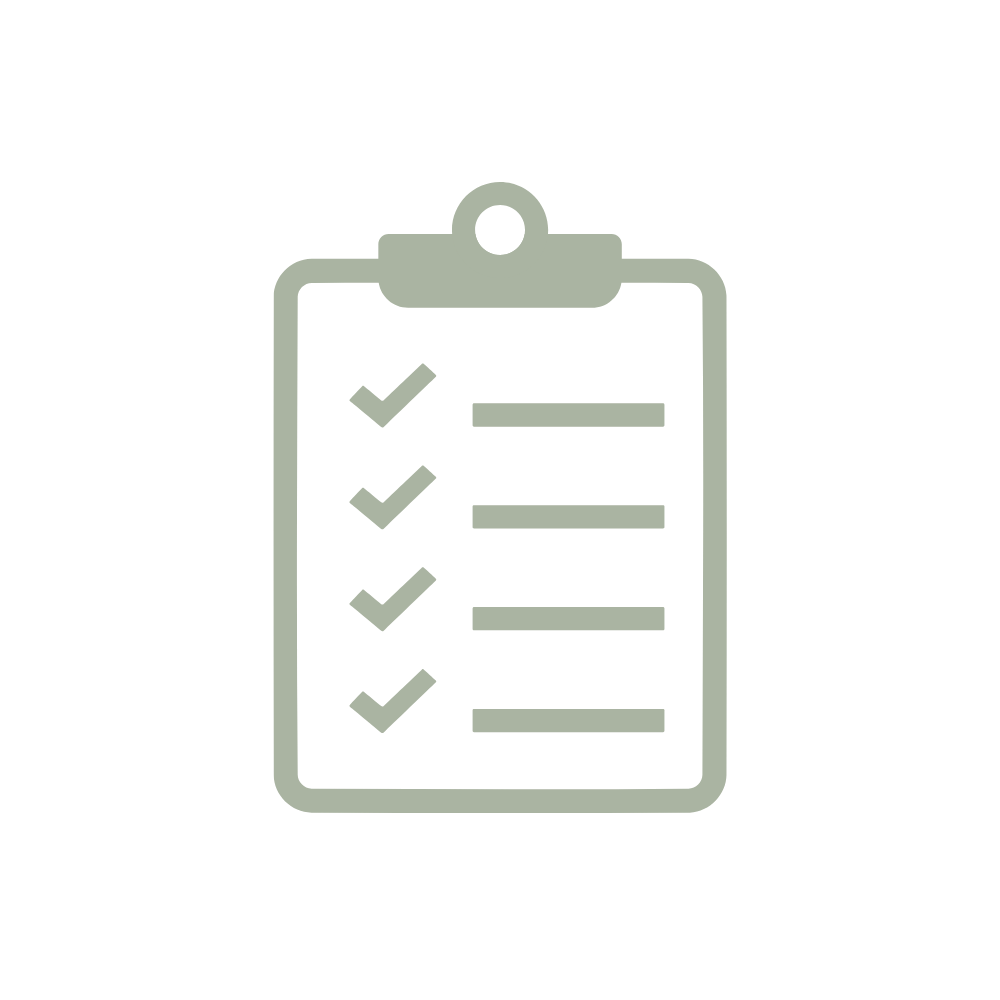 Icon of a clipboard with checkmarks and lines indicating a to-do list