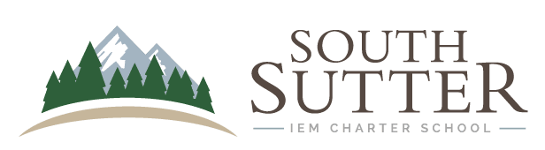 Logo of South Sutter IEM Charter School with mountains, trees, and ground graphic