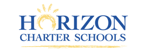 Horizon Charter Schools logo with a rising sun above the word 'Horizon' and a yellow underline.