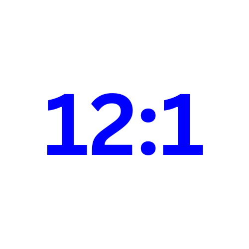 Image of a clock showing the time 12:1 in large blue numbers.