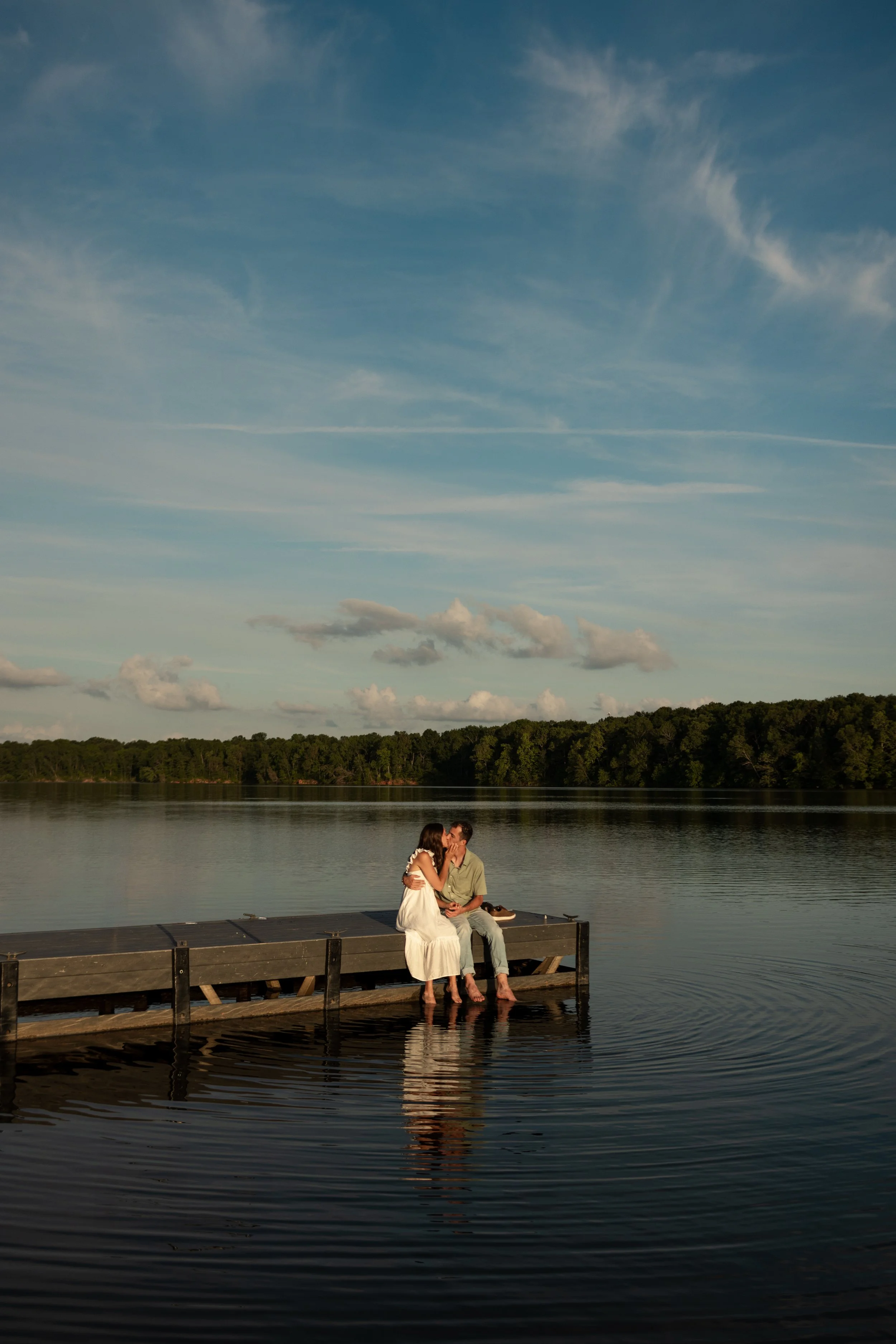 Dramatic lakeside engagement photography