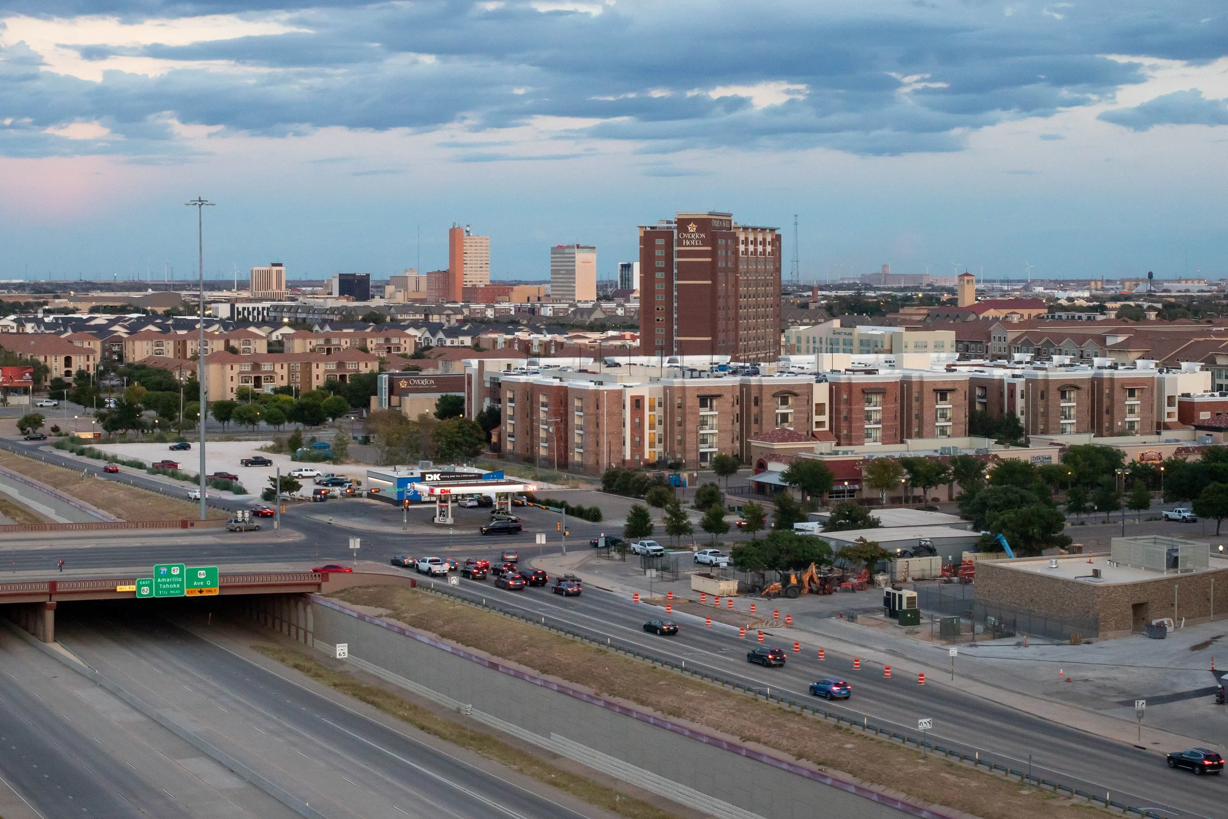 Lubbock at sundown, photographed from Raider Park Garage in 2024. Plan your home search around the places you will travel to most. Photo: Noah Puente, Wikimedia Commons, CC0.