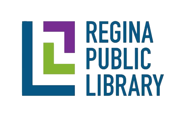 Colorful graphic design with overlapping blocks and the text 'Regina Public Library' in bold, uppercase letters.