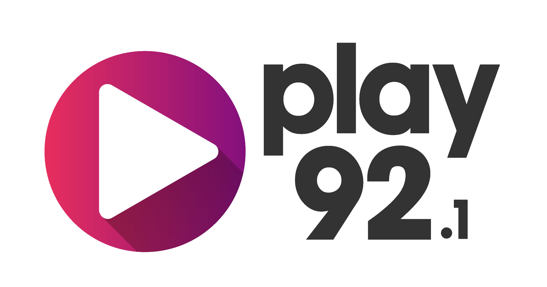 YouTube logo with a large purple and pink play button icon on the left and the text 'play 92.2.' written in bold black letters on the right.