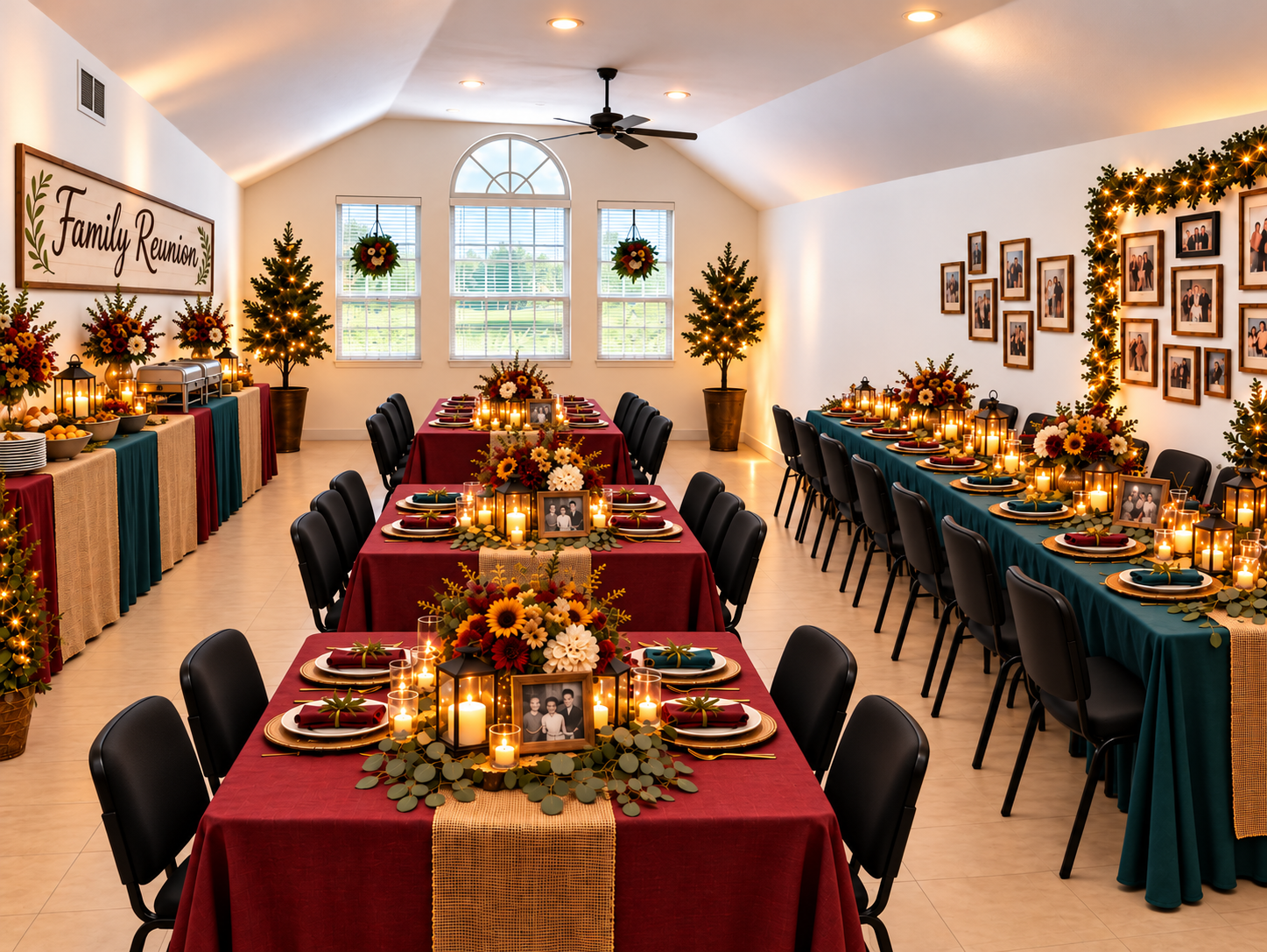 Family reunion gathering in private event space