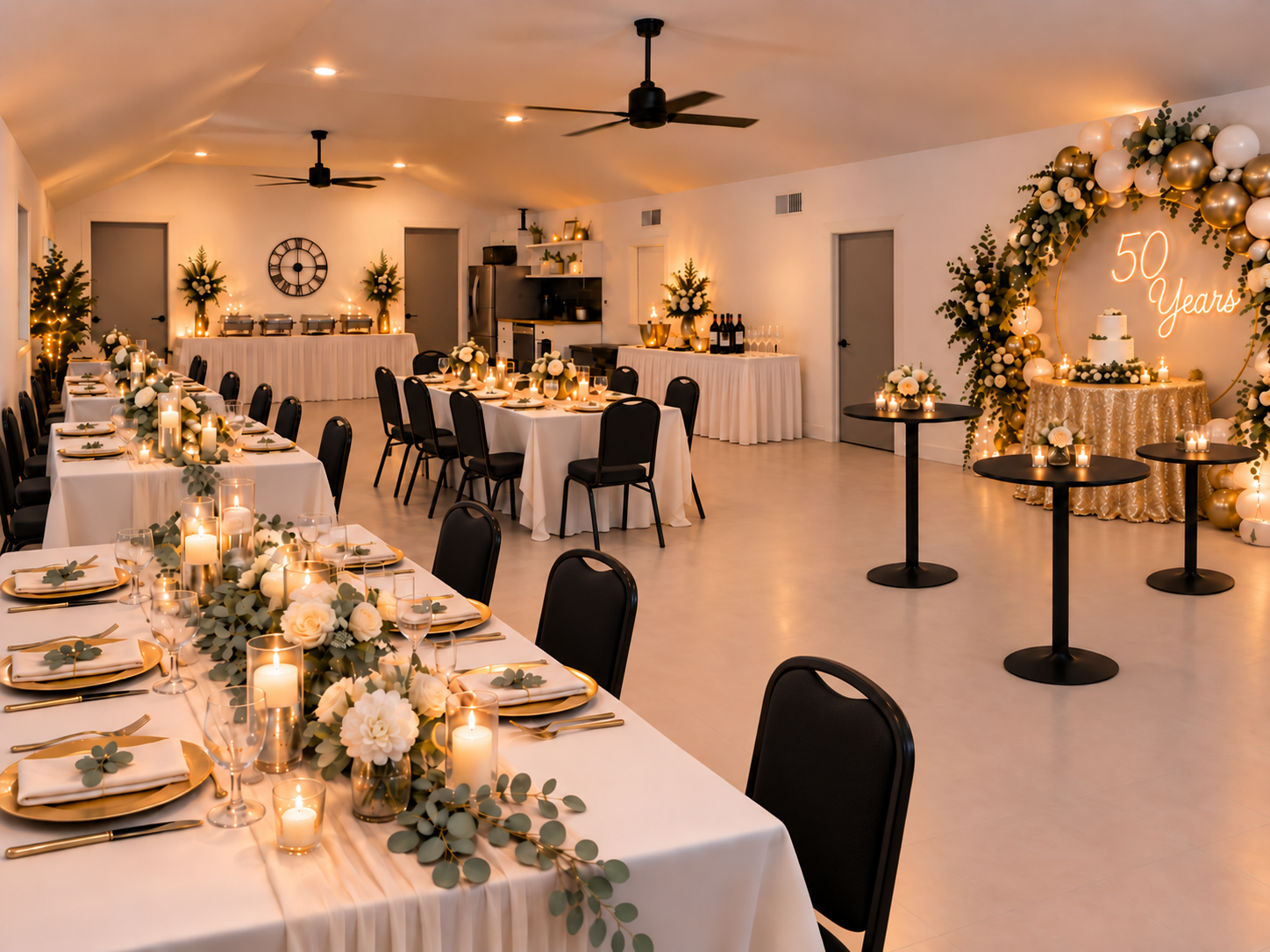 Wedding Anniversary party celebration setup in a private event space