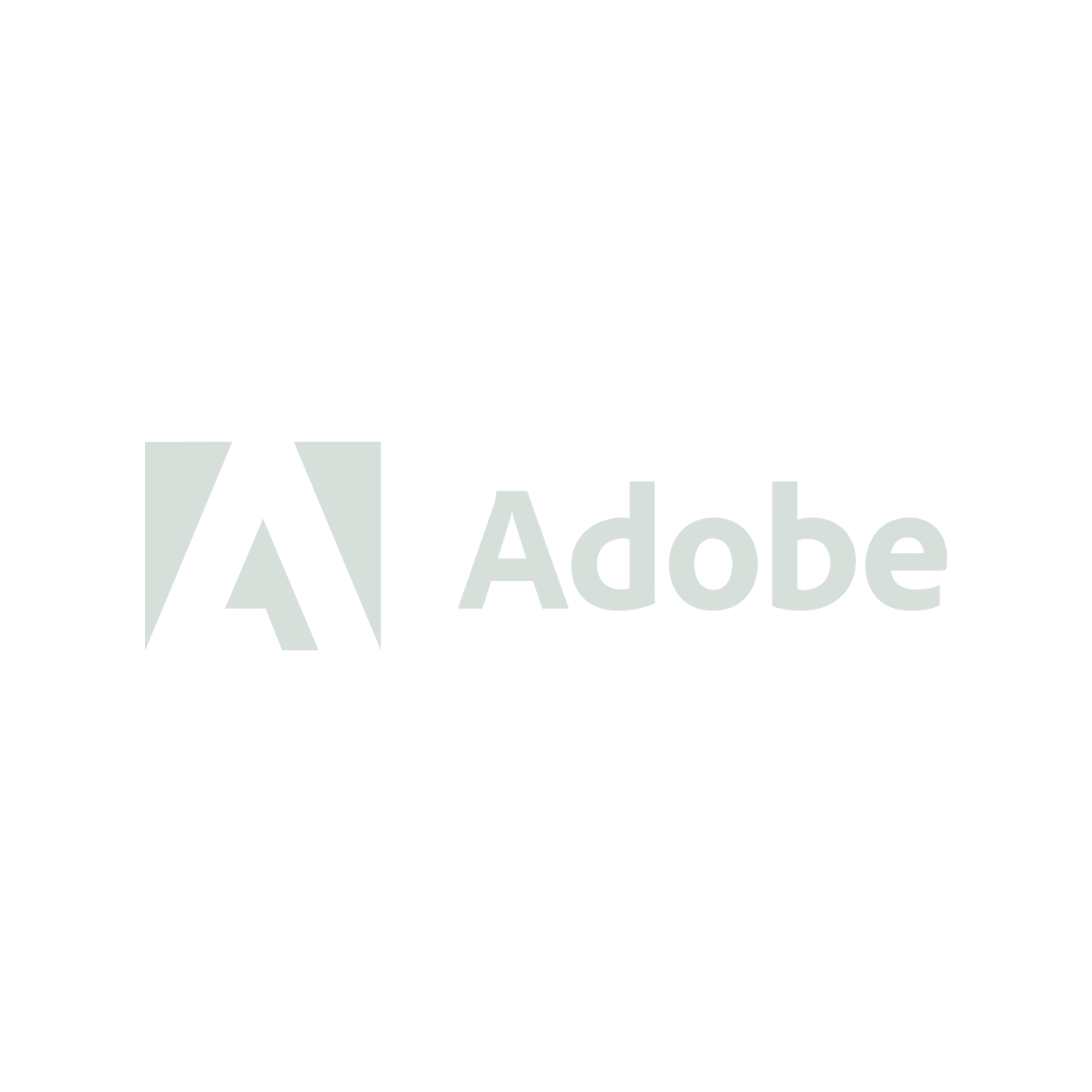 Adobe logo in black and white on a black background.