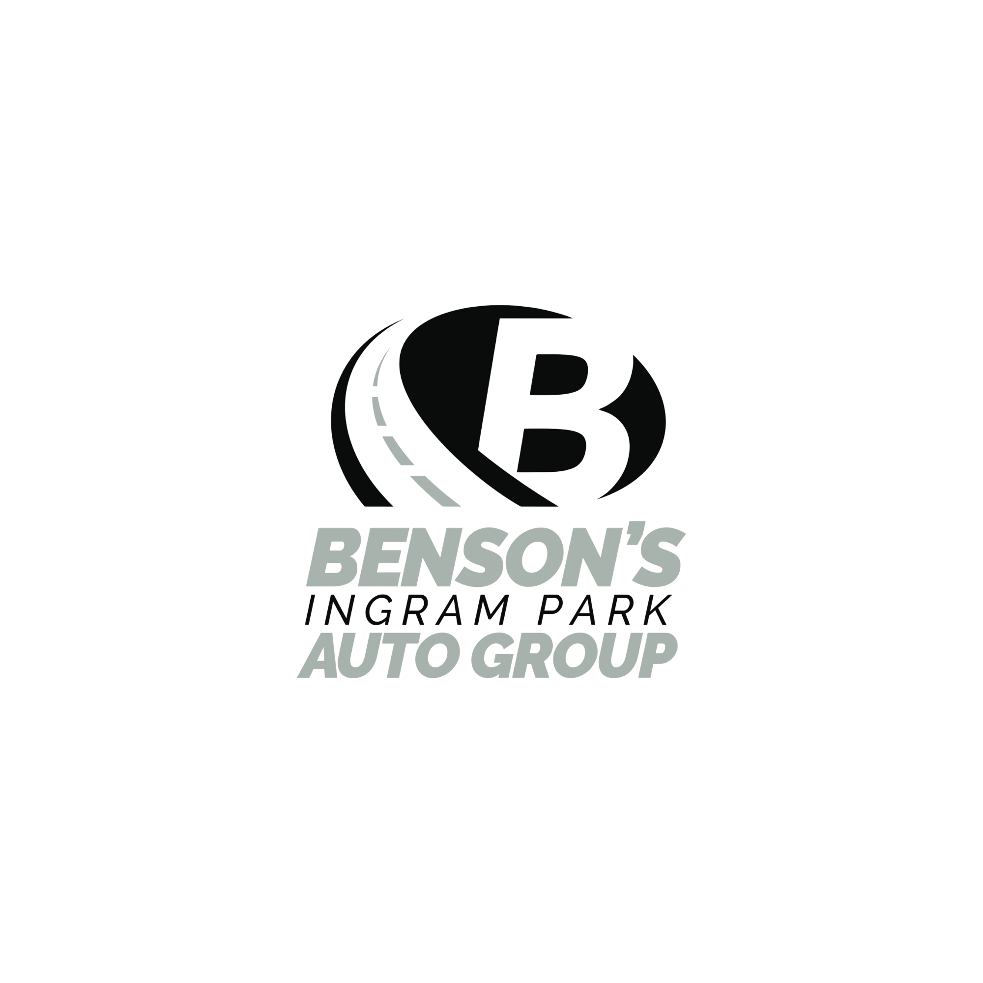 Logo of Benson's Ingram Park Auto Group featuring a stylized letter B with a curved road design, along with the text 'Benson's Ingram Park Auto Group' in gray.
