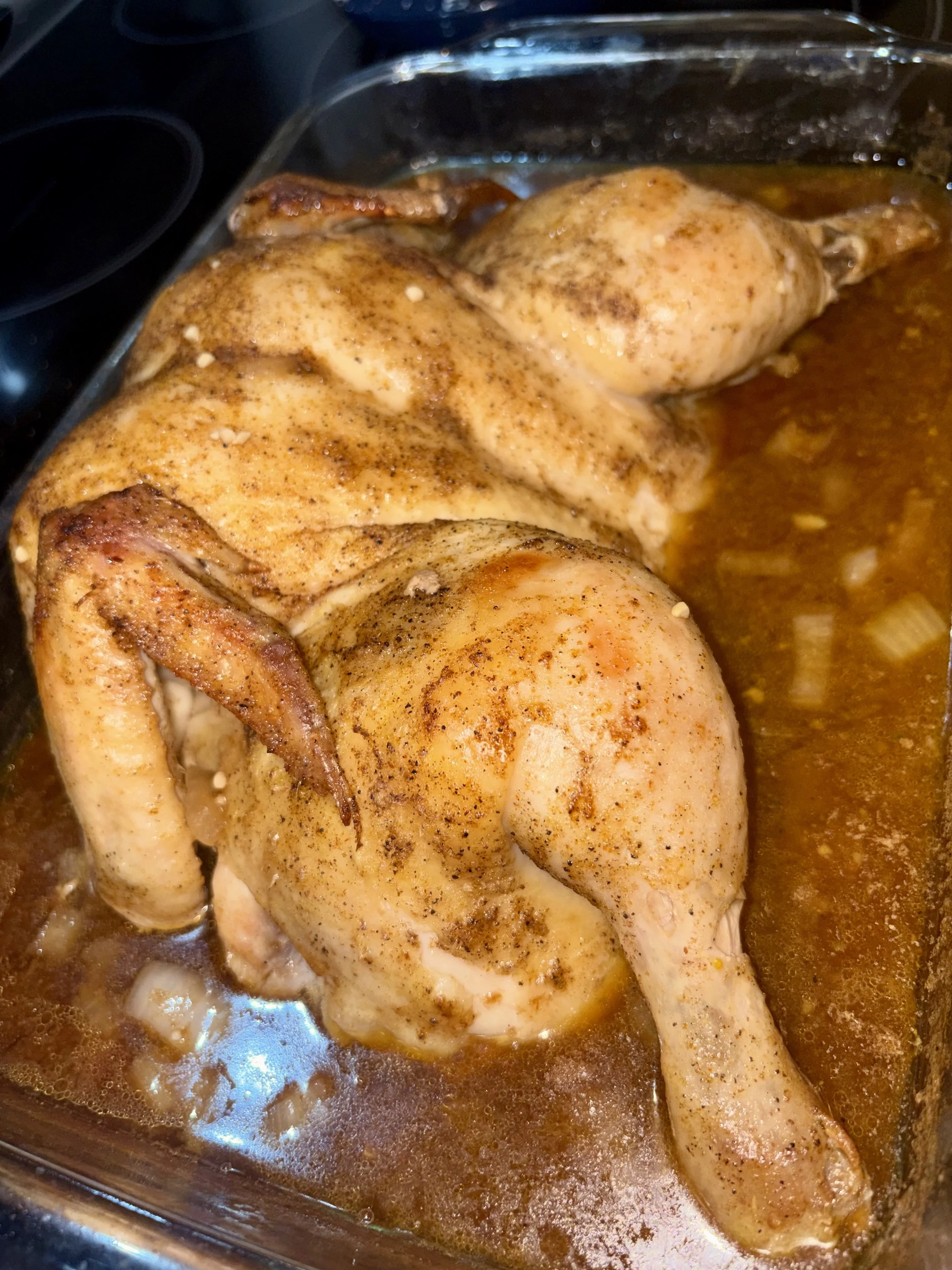 Spatchcocked Baked Chicken Recipe with  Rice &amp; Gravy