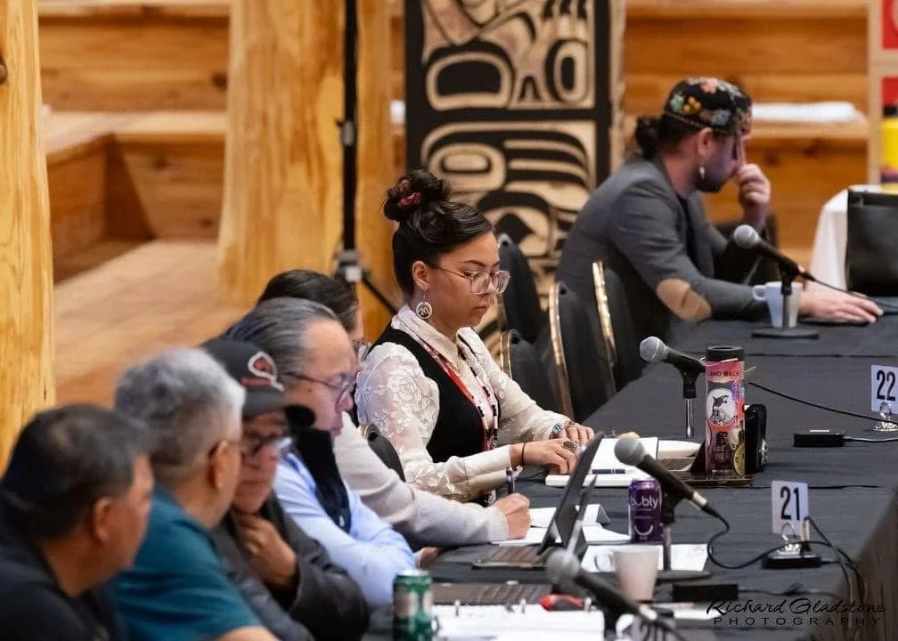 Katisha Paul the Union of BC Indian Chiefs speaking to first nations chiefs about Indigenous rights, education, Indigenous relations.