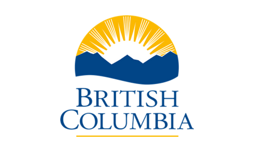 Logo of British Columbia featuring a sun rising over mountain peaks with the text 'BRITISH COLUMBIA' underneath.