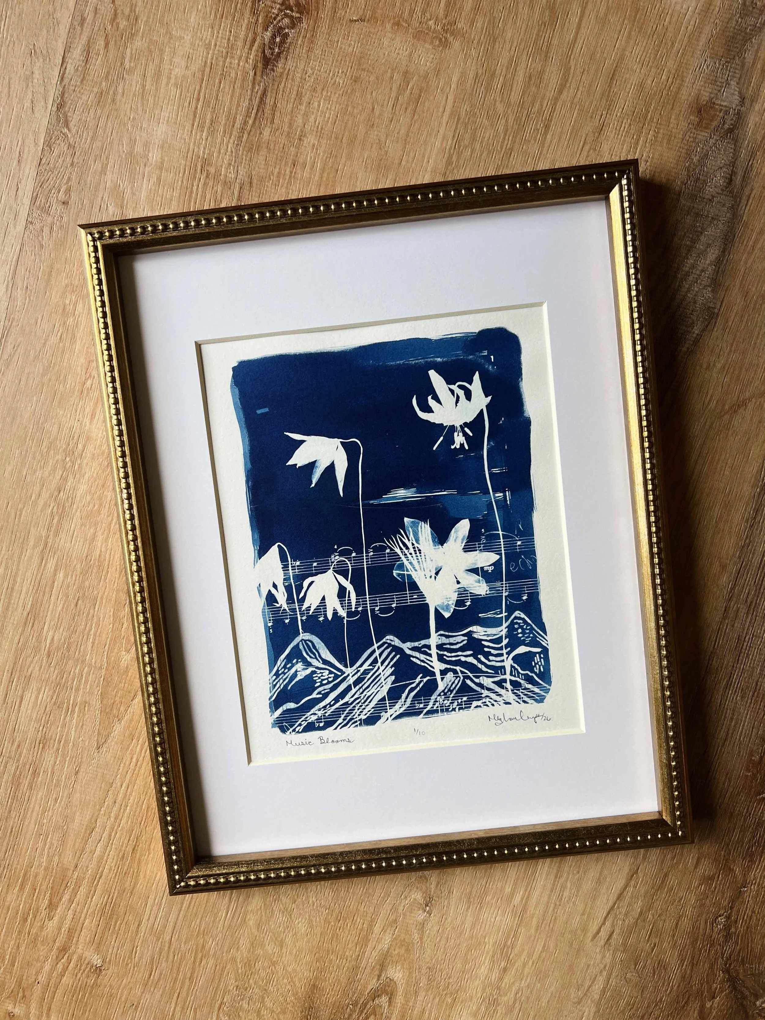 'Music Blooms' Original Cyanotype Artwork