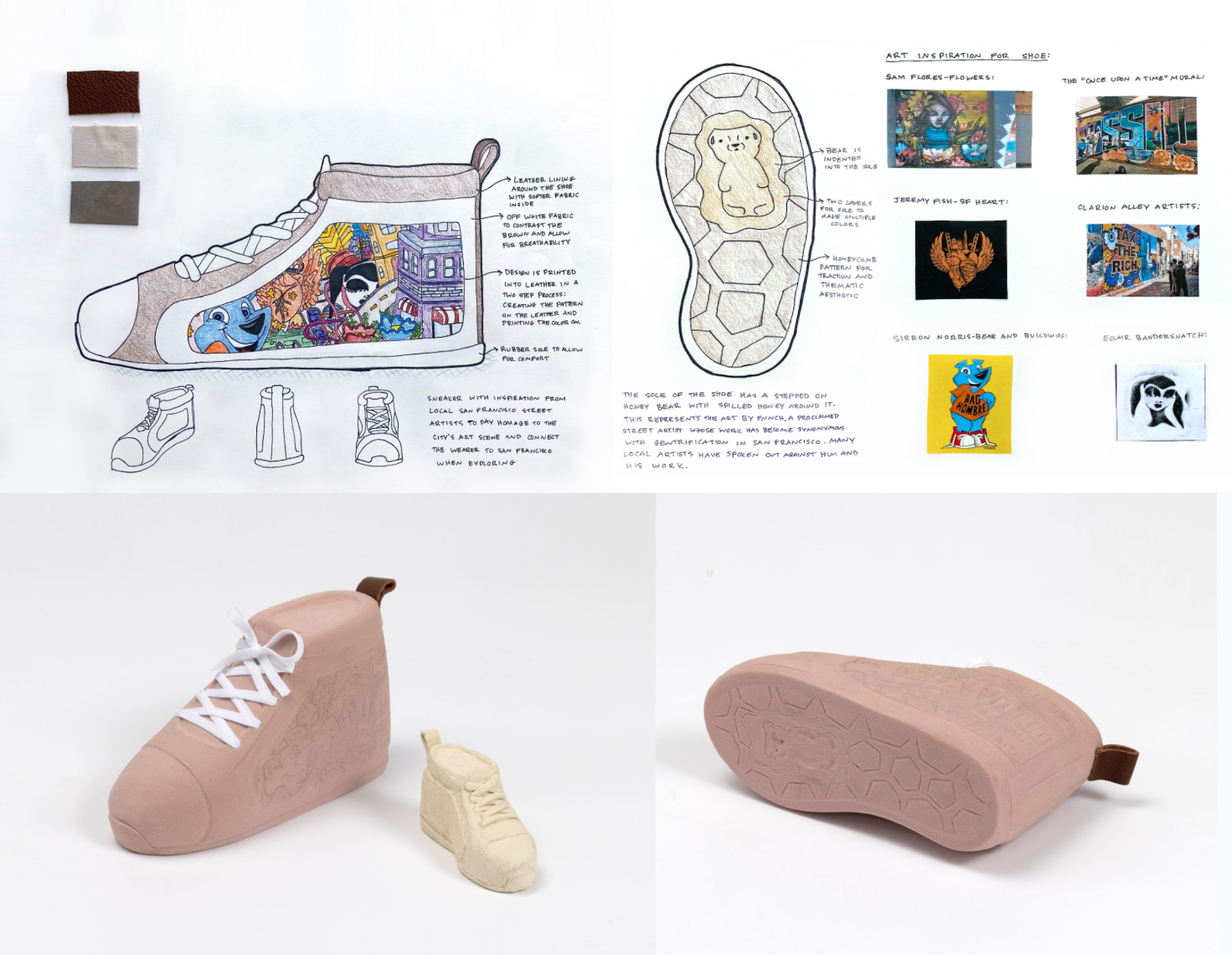 San Francisco, 2022

Local Bay Area street-art-inspired shoe design with foam core and clay prototypes. Designed as an homage to muralists and street artists in San Francisco. 