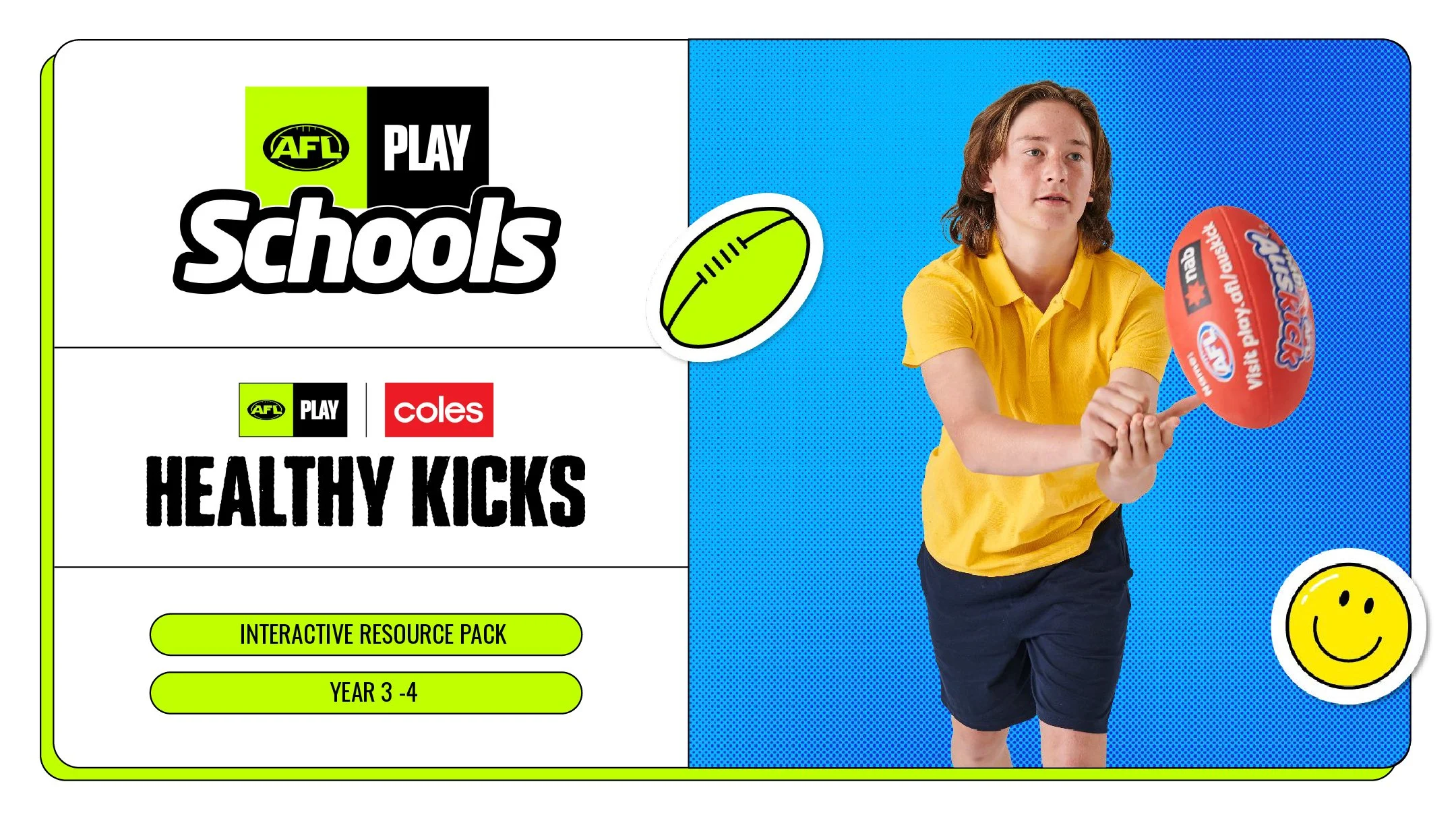 Illustrated fitness cards and classroom resources showing stretching, movement and wellbeing activities through clear step-by-step instructions and student-friendly character illustrations.