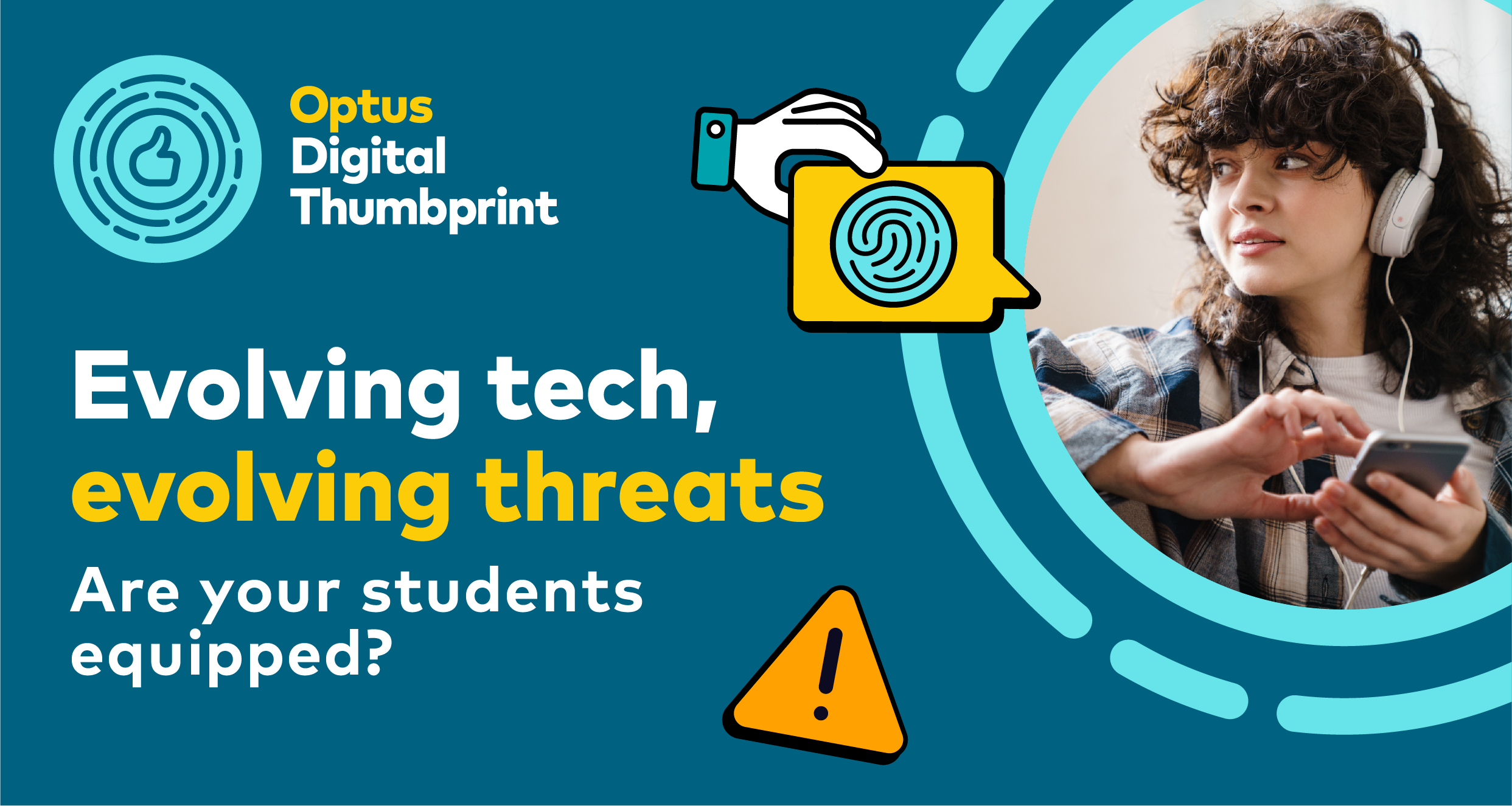 Promotional campaign artwork developed to support the Optus Digital Thumbprint program across schools, community events and digital communication channels.