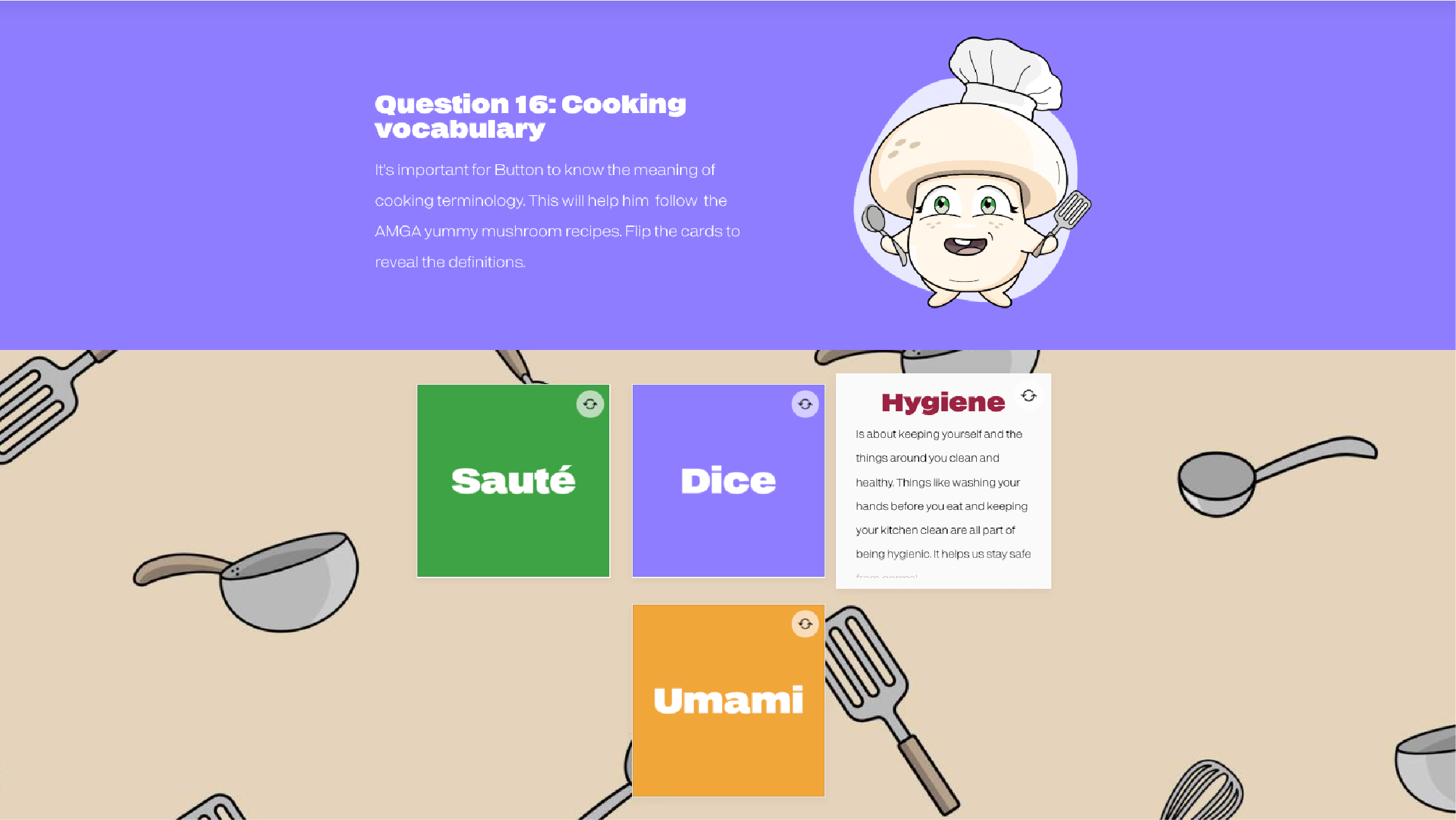 Interactive online learning modules featuring custom illustrations, educational activities and visual storytelling designed to support self-paced classroom learning.