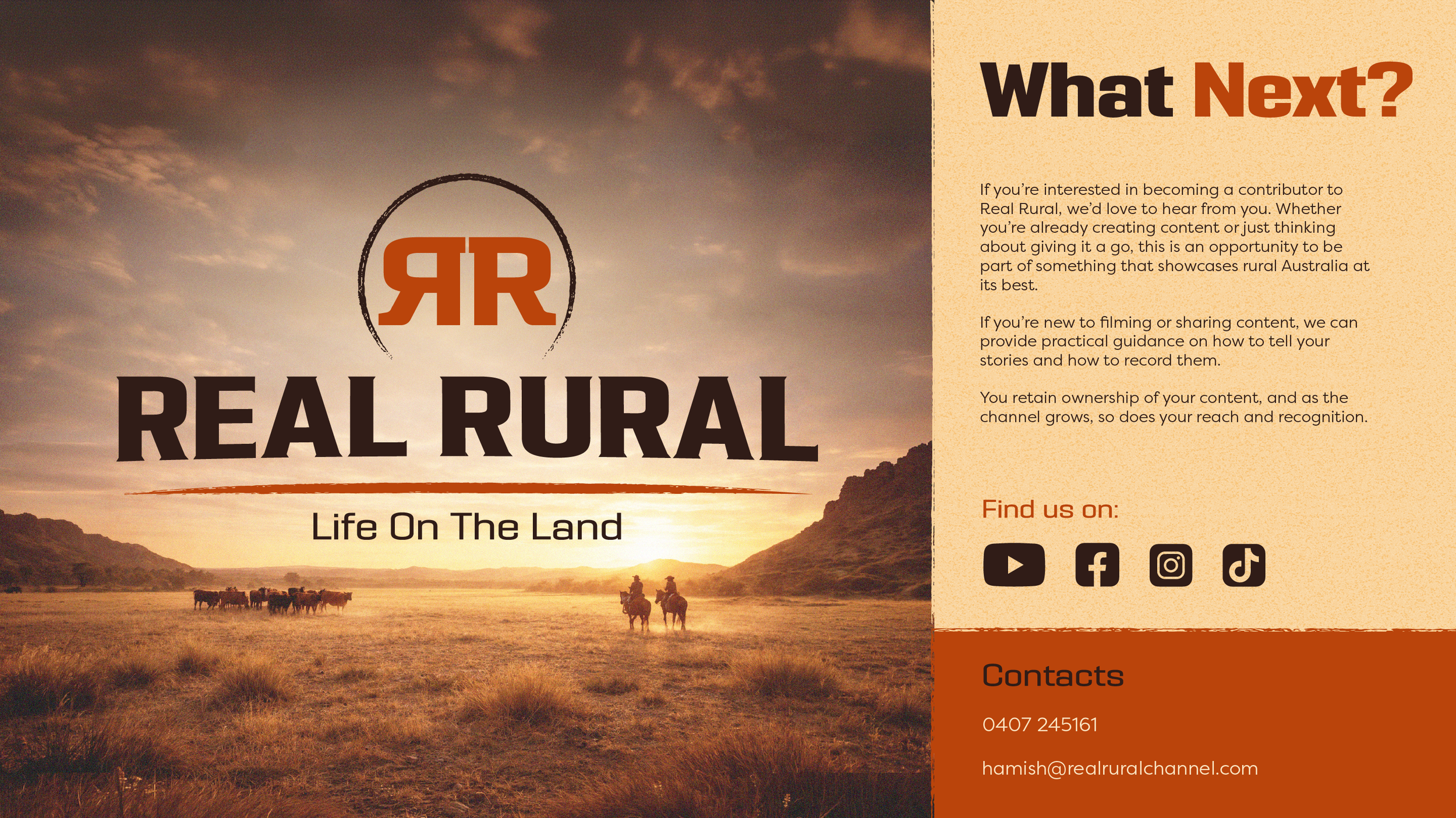 Branded presentation layouts combining photography, typography, infographics and editorial design to communicate the Real Rural vision through a clear and engaging visual narrative.