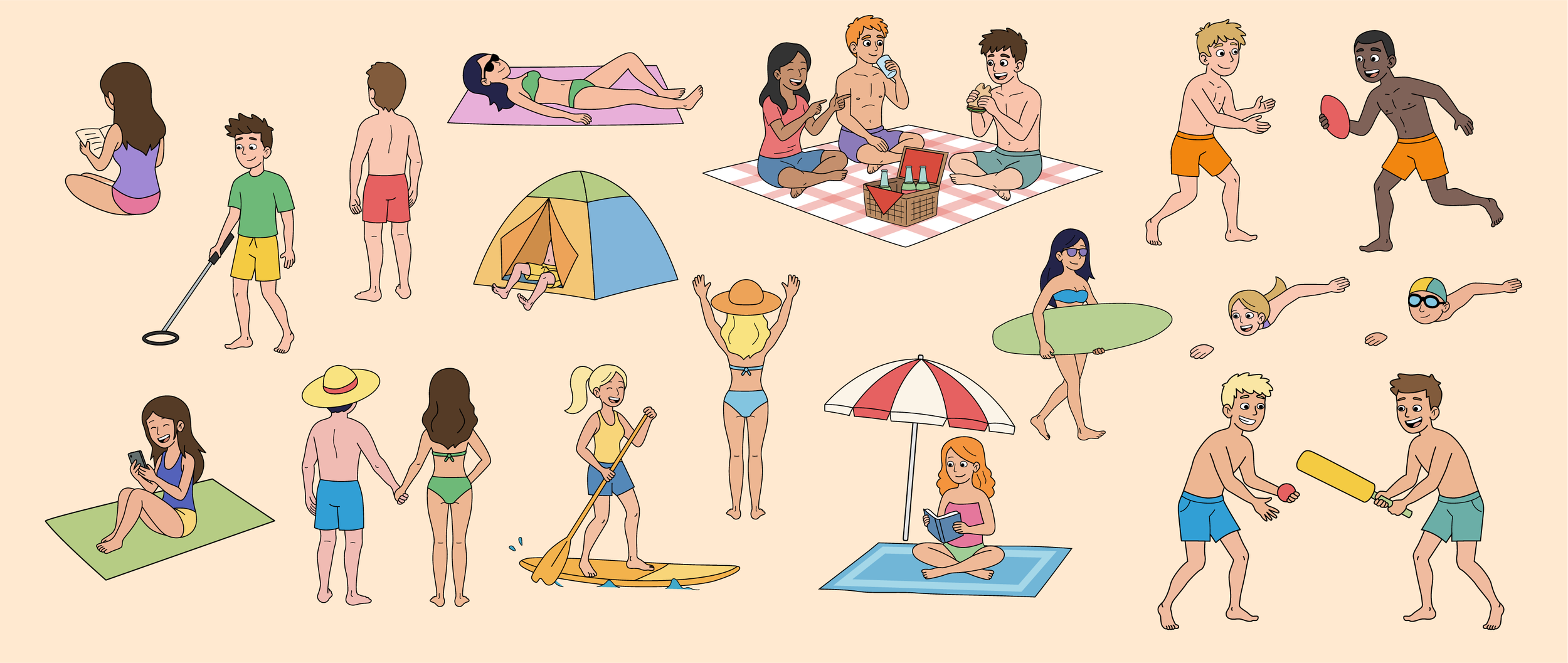 Character library created for the Mermates program, featuring diverse and relatable illustrated characters designed to engage high school students across interactive learning experiences and educational resources.