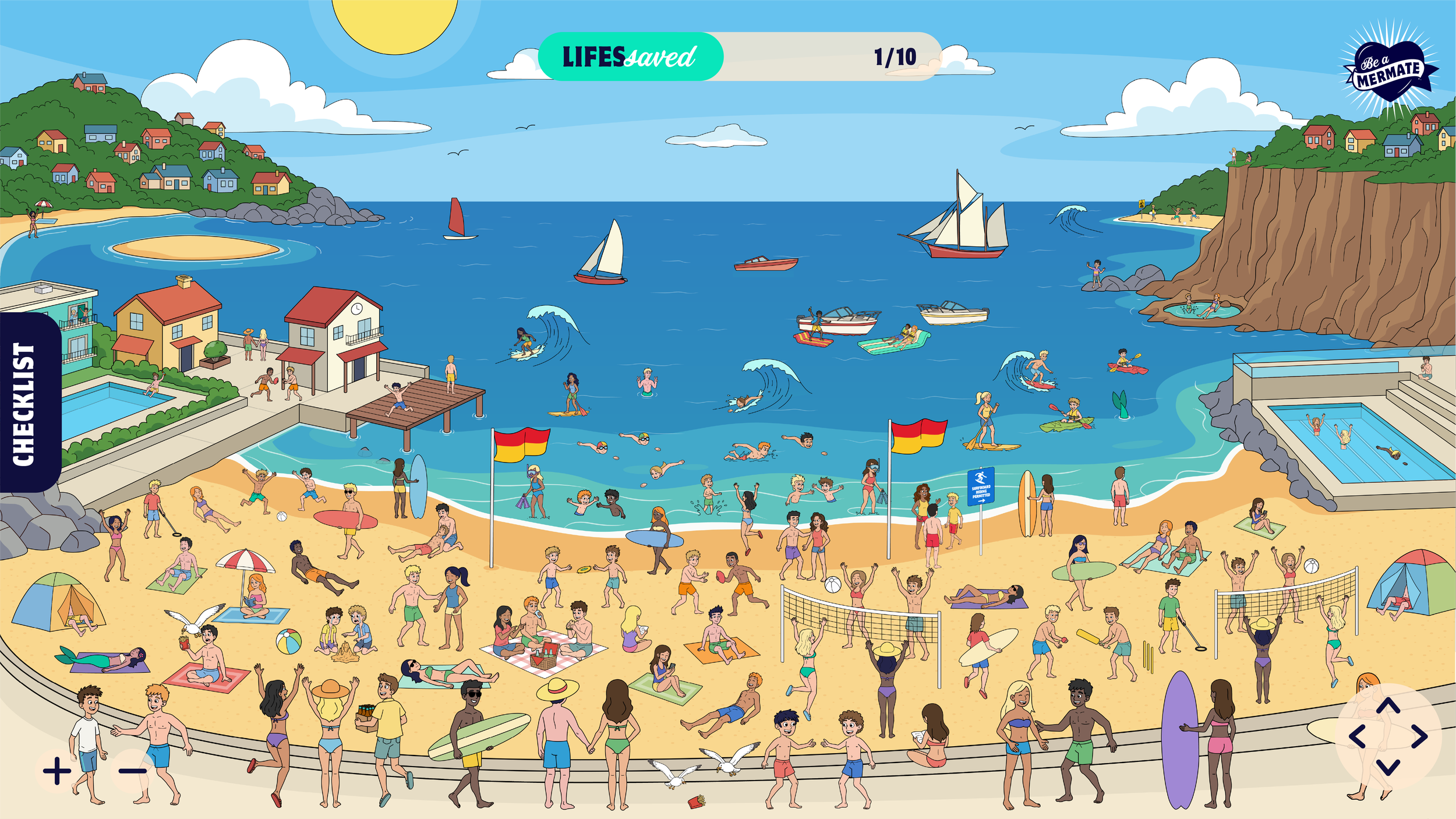 Coastal environments and supporting illustrated assets designed to create a believable and engaging educational world for the Mermates program.
