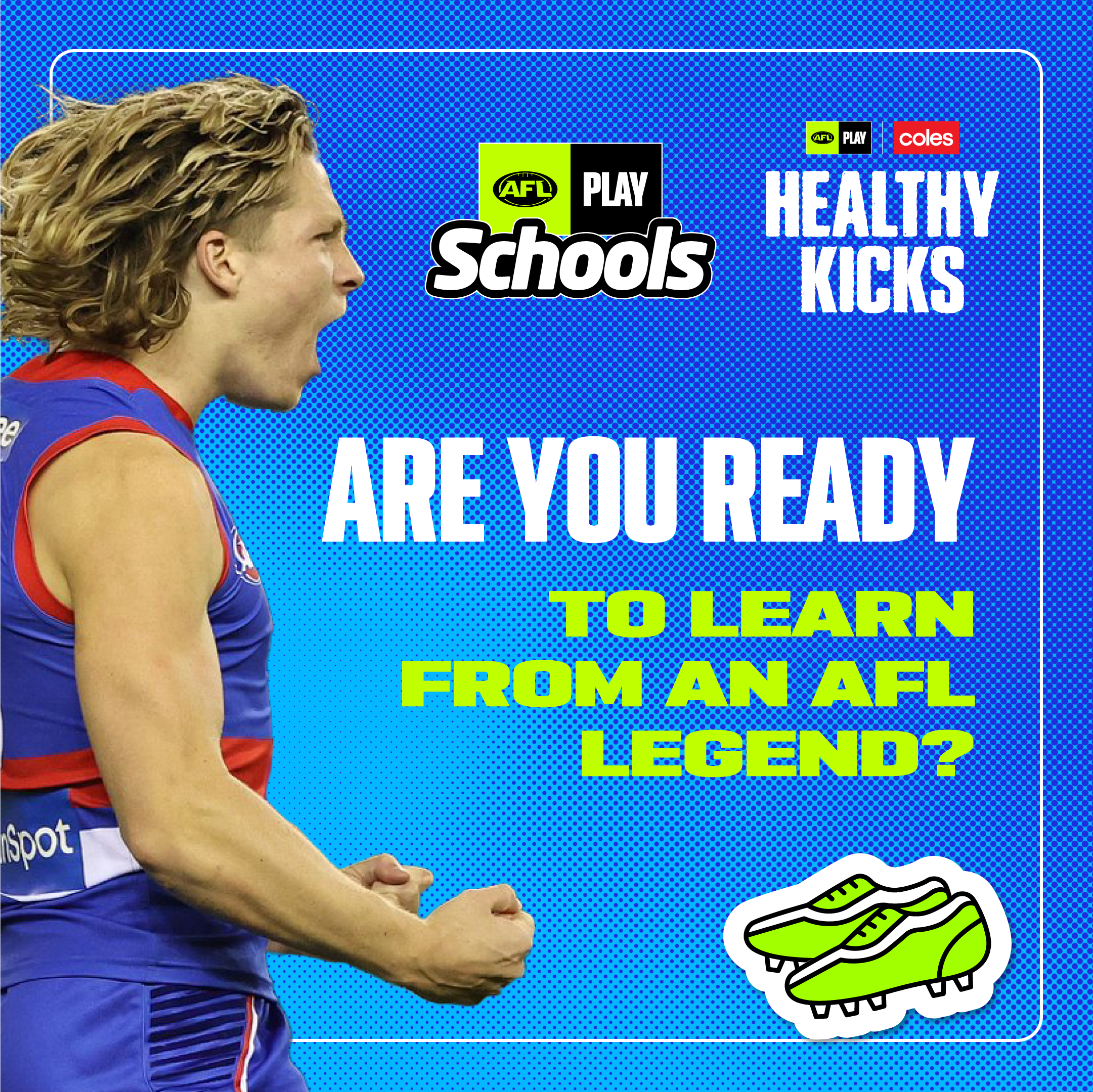 Promotional materials developed to support the AFL Play Schools program, helping communicate upcoming virtual classroom sessions and educational initiatives through engaging visual design.