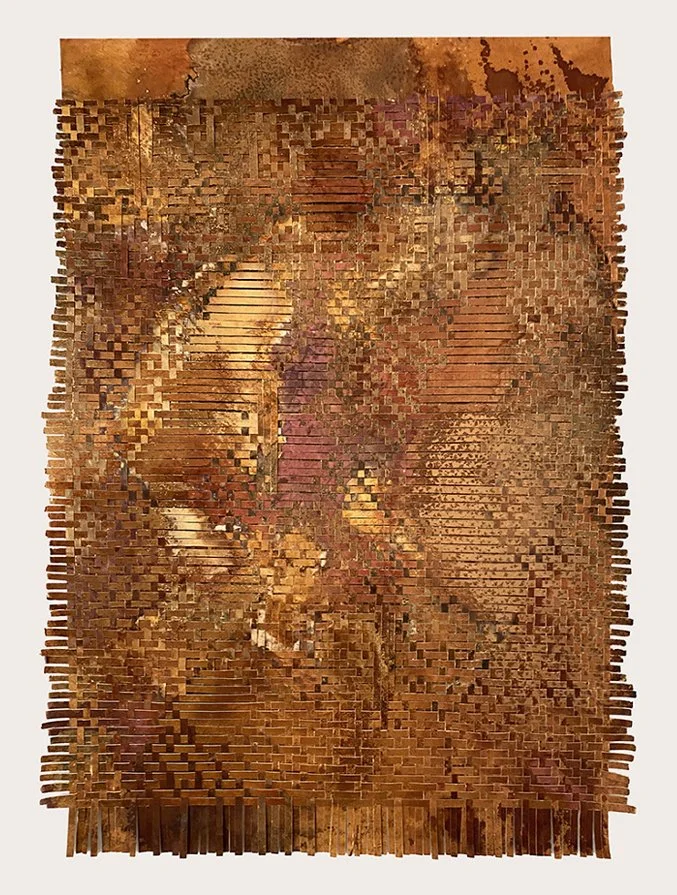 Ephemeral 01, woven painting, cotton paper, natural dyes, 58x100cm, 2020