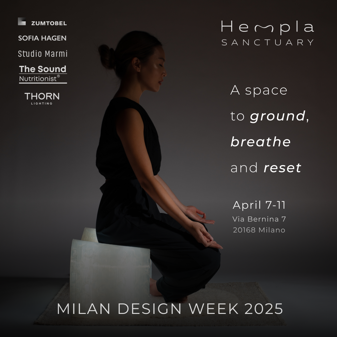In partnership with ZUMTOBEL Lighting, HEMPLA SANCTUARY - “MEDITATION PIT-STOP” - is a unique interactive installation which blends mindfulness with advanced design, ancient craft, sound and light at Zumtobel's new Milano headquarters during Fuorisal